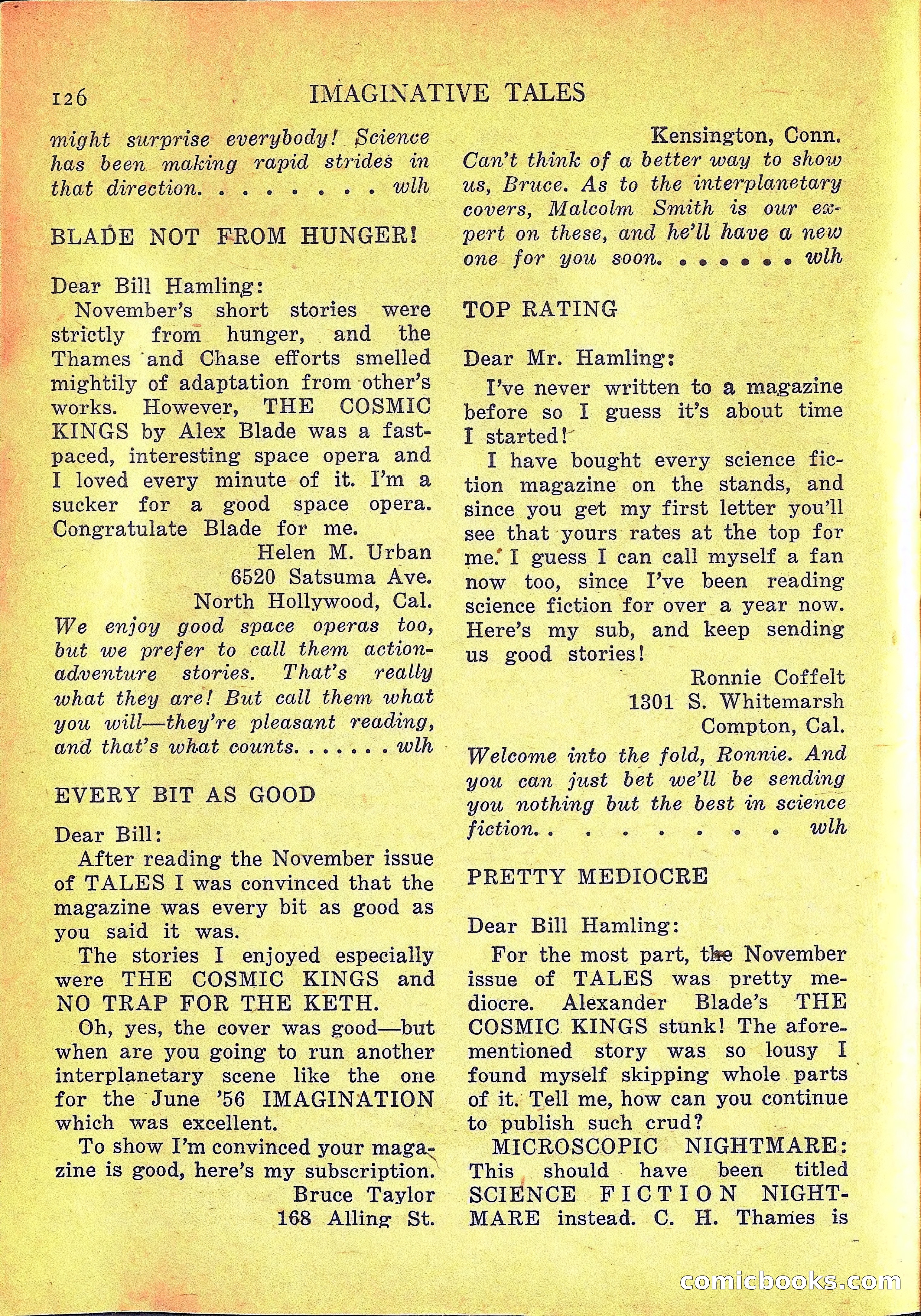 Imaginative Tales, March 1957 — page 126 of 132