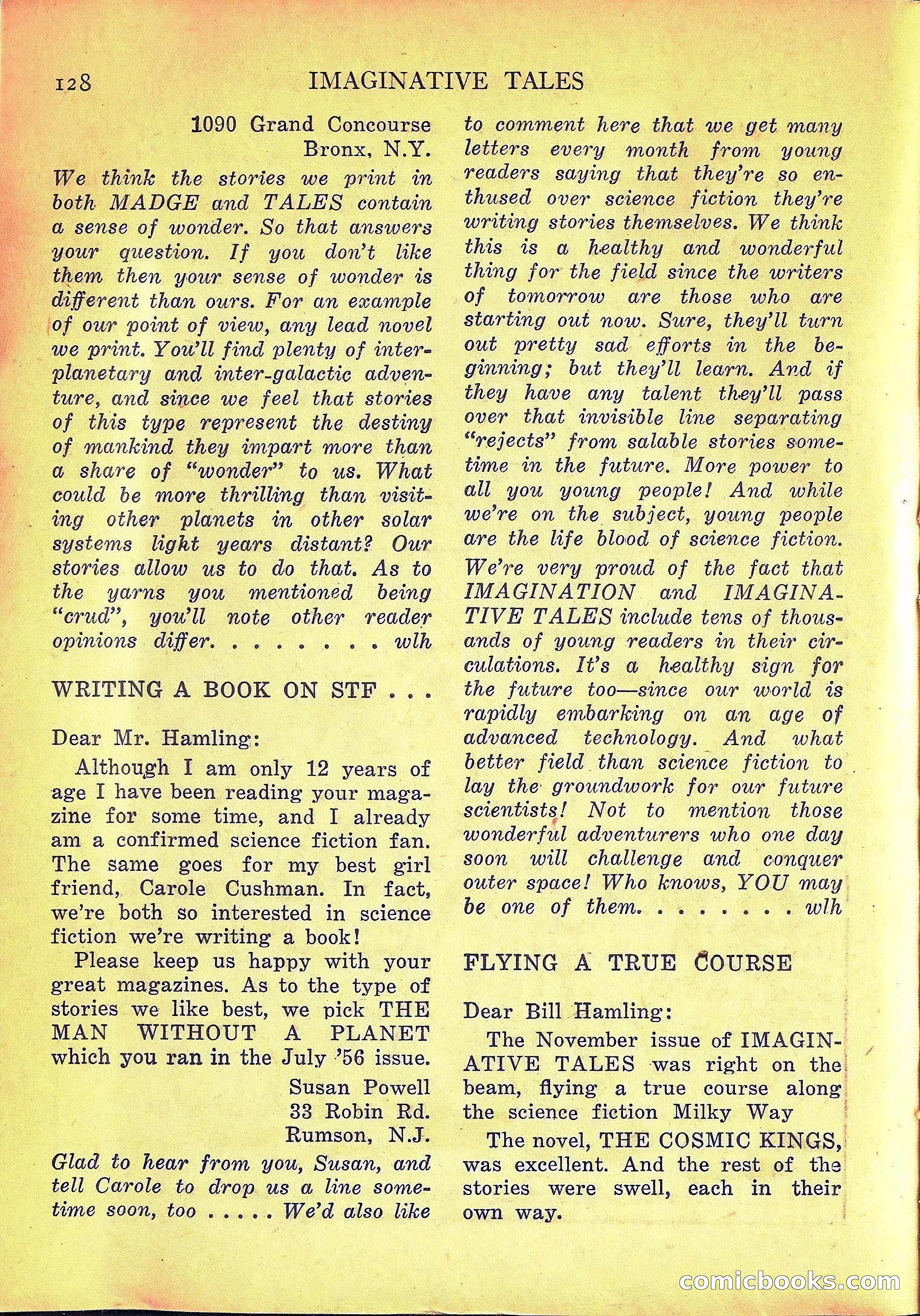 Imaginative Tales, March 1957 — page 128 of 132