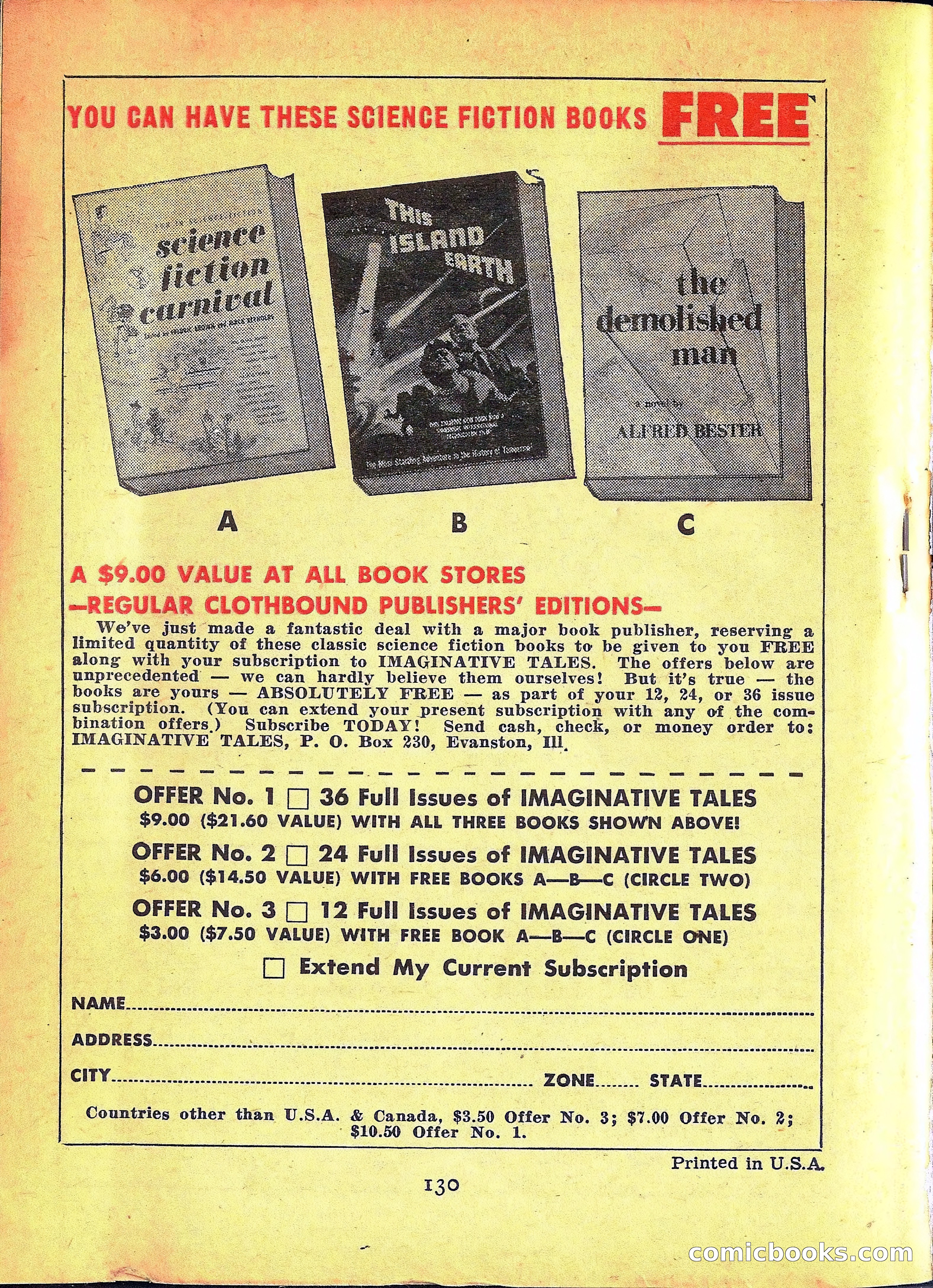 Imaginative Tales, March 1957 — page 130 of 132