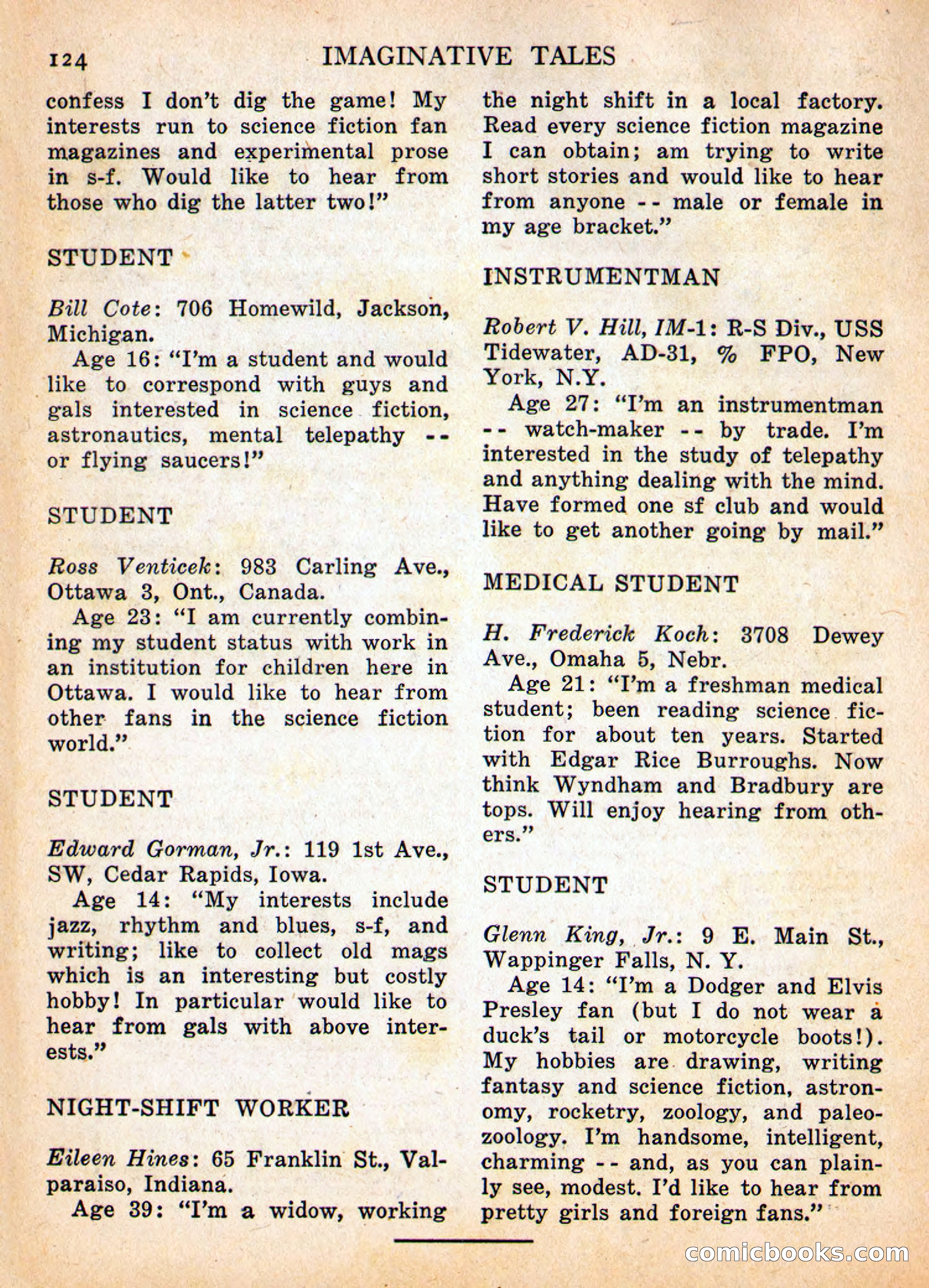 Imaginative Tales, May 1957 — page 124 of 132