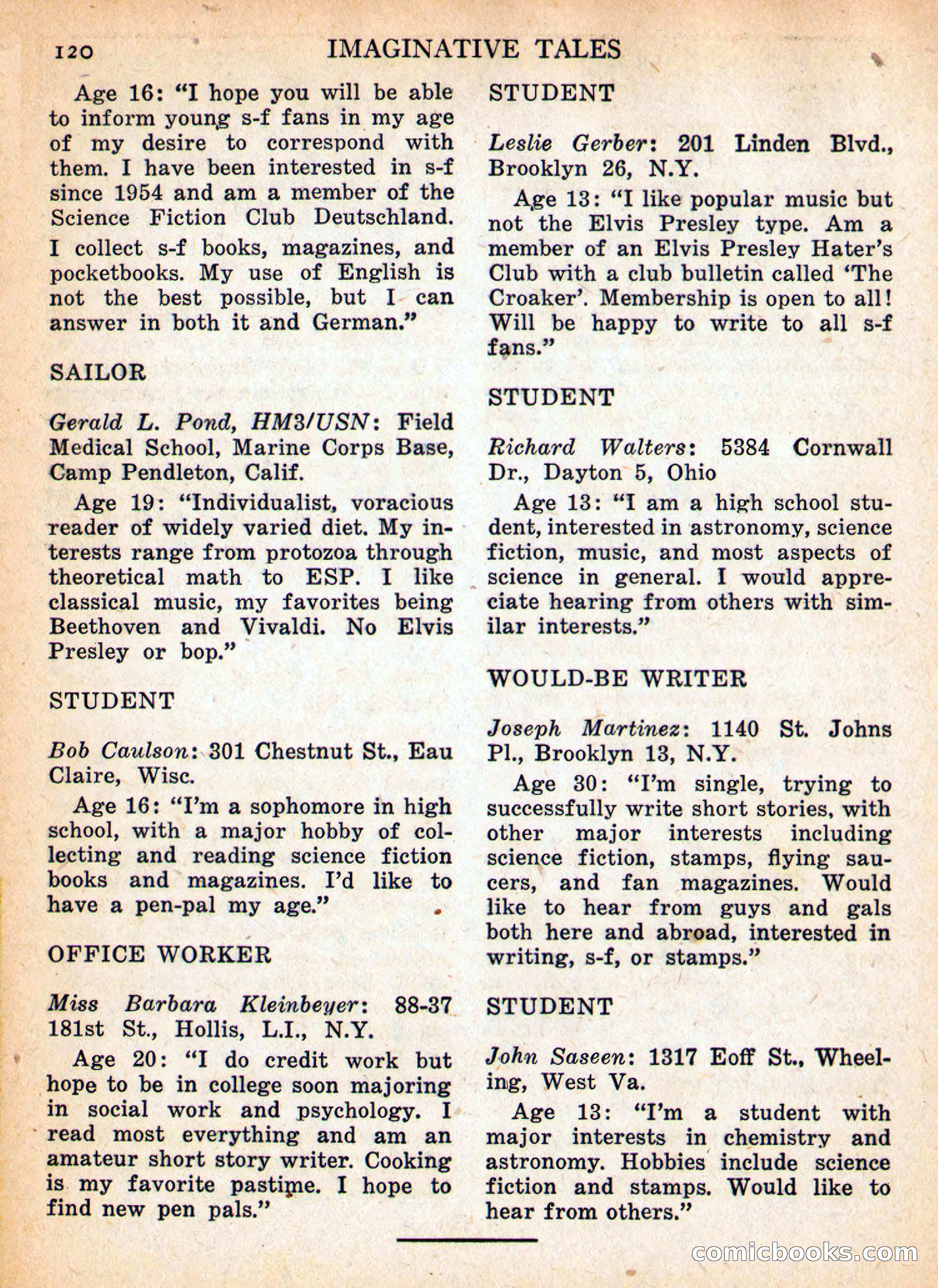 Imaginative Tales, September 1957 — page 120 of 132
