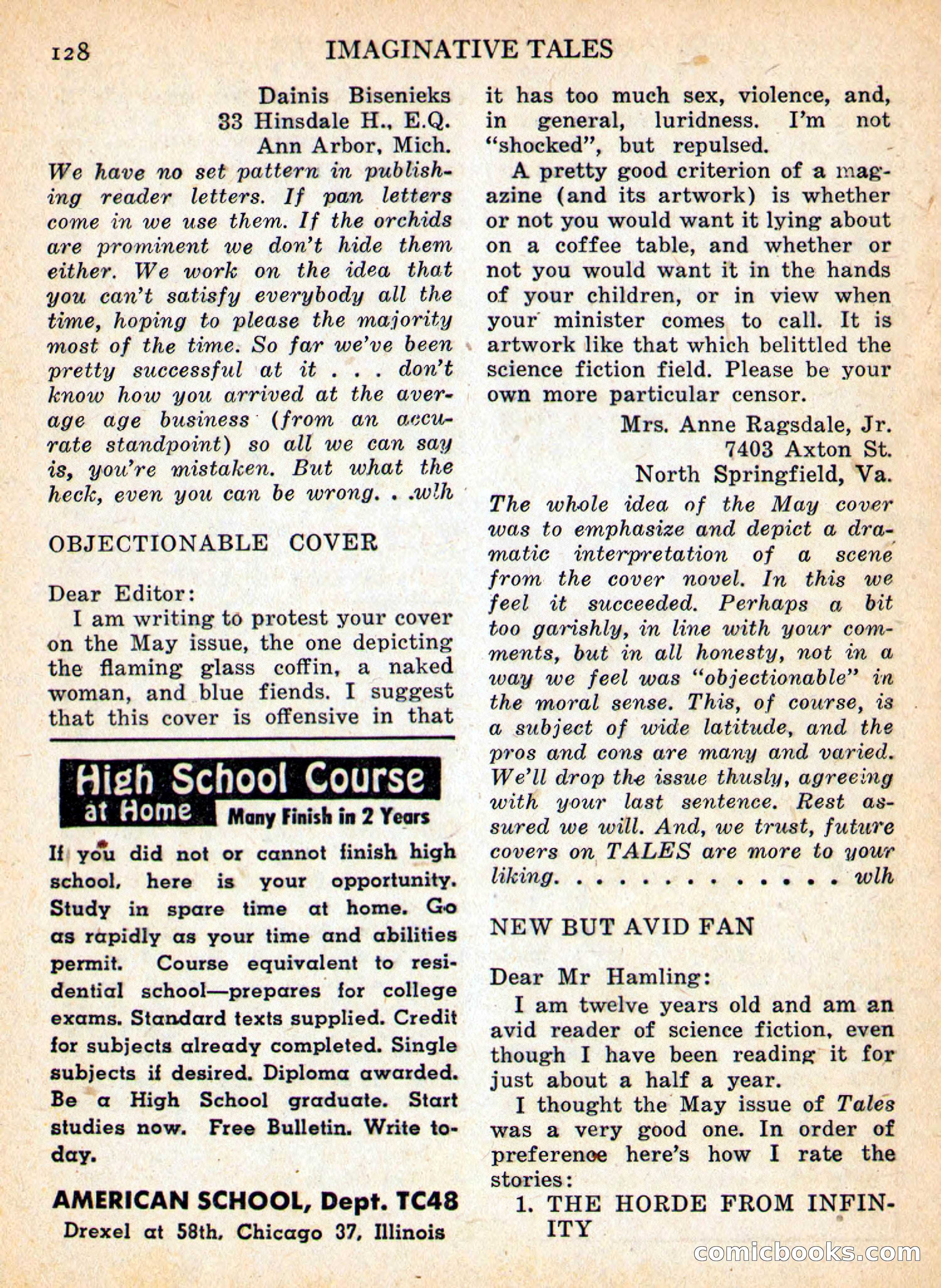 Imaginative Tales, September 1957 — page 128 of 132