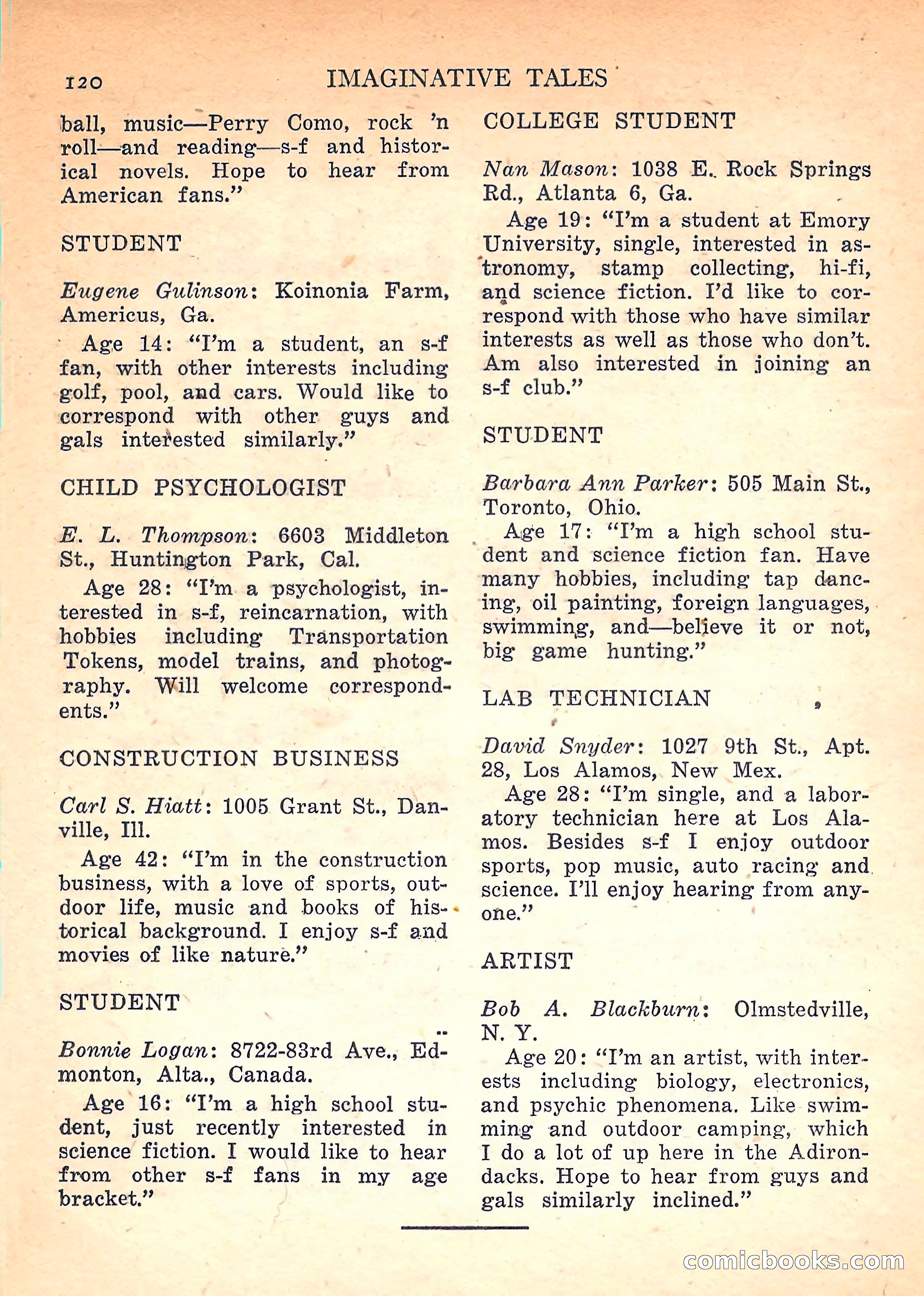 Imaginative Tales, November 1957 — page 120 of 132