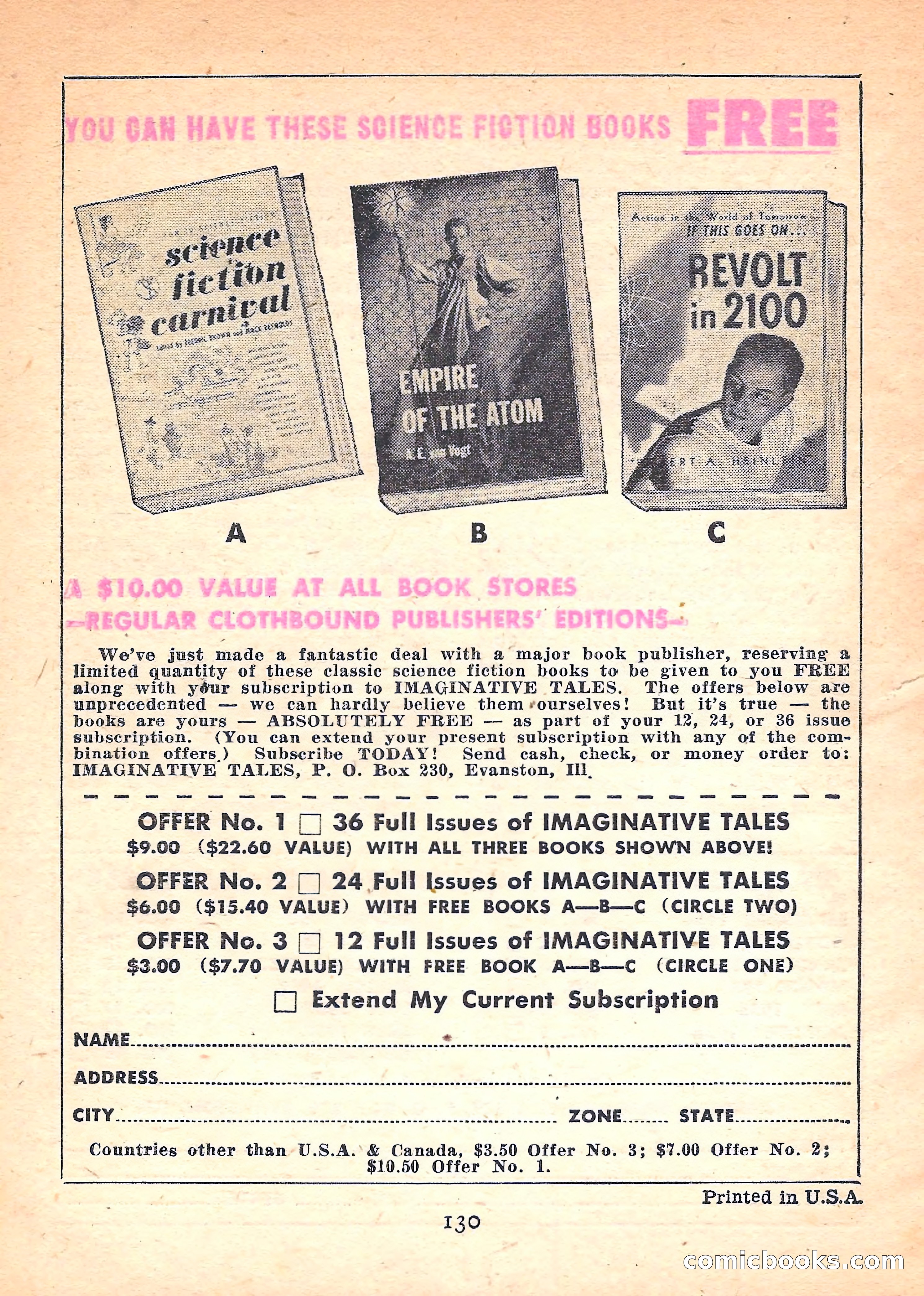 Imaginative Tales, November 1957 — page 130 of 132