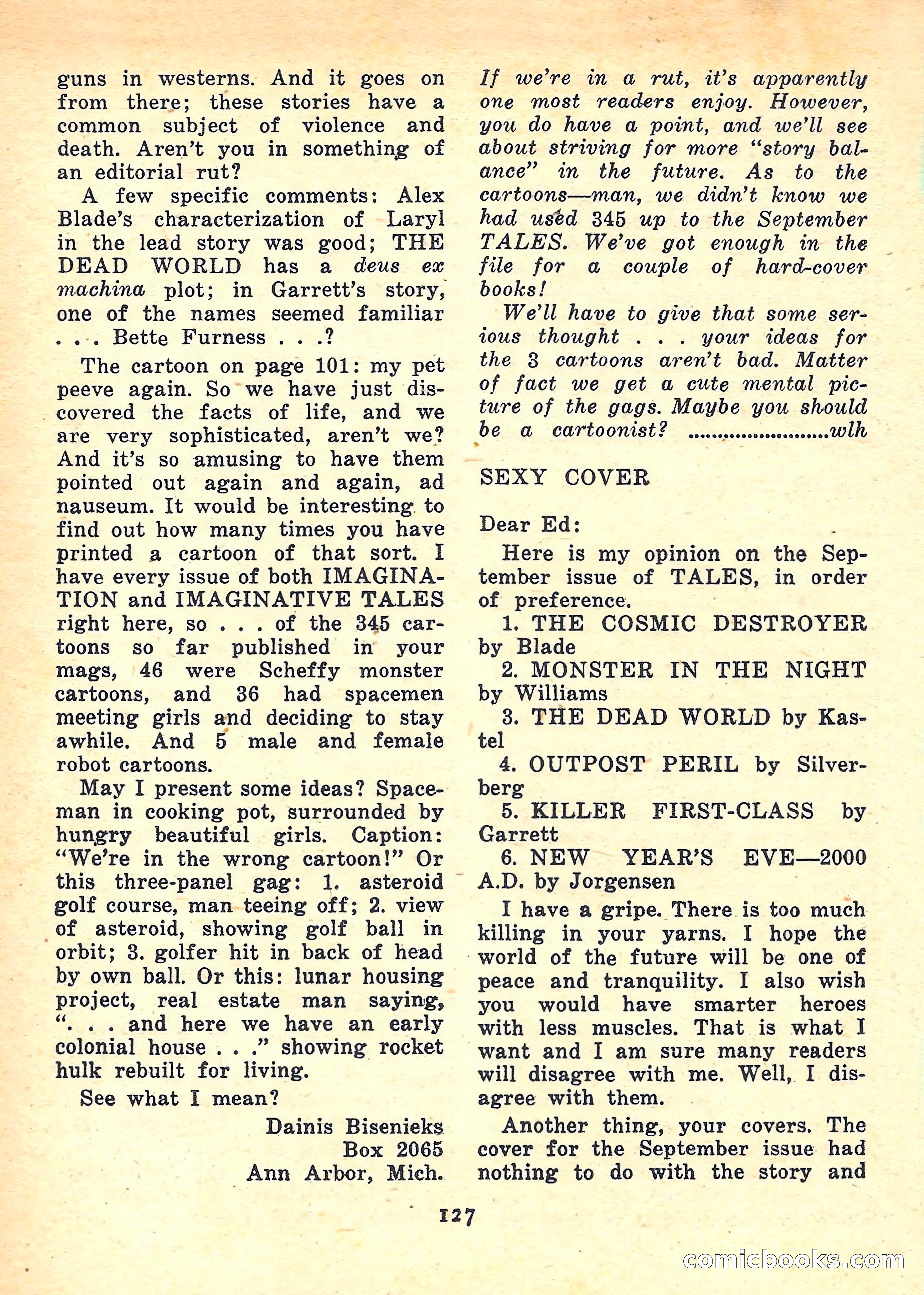 Imaginative Tales, January 1958 — page 129 of 134