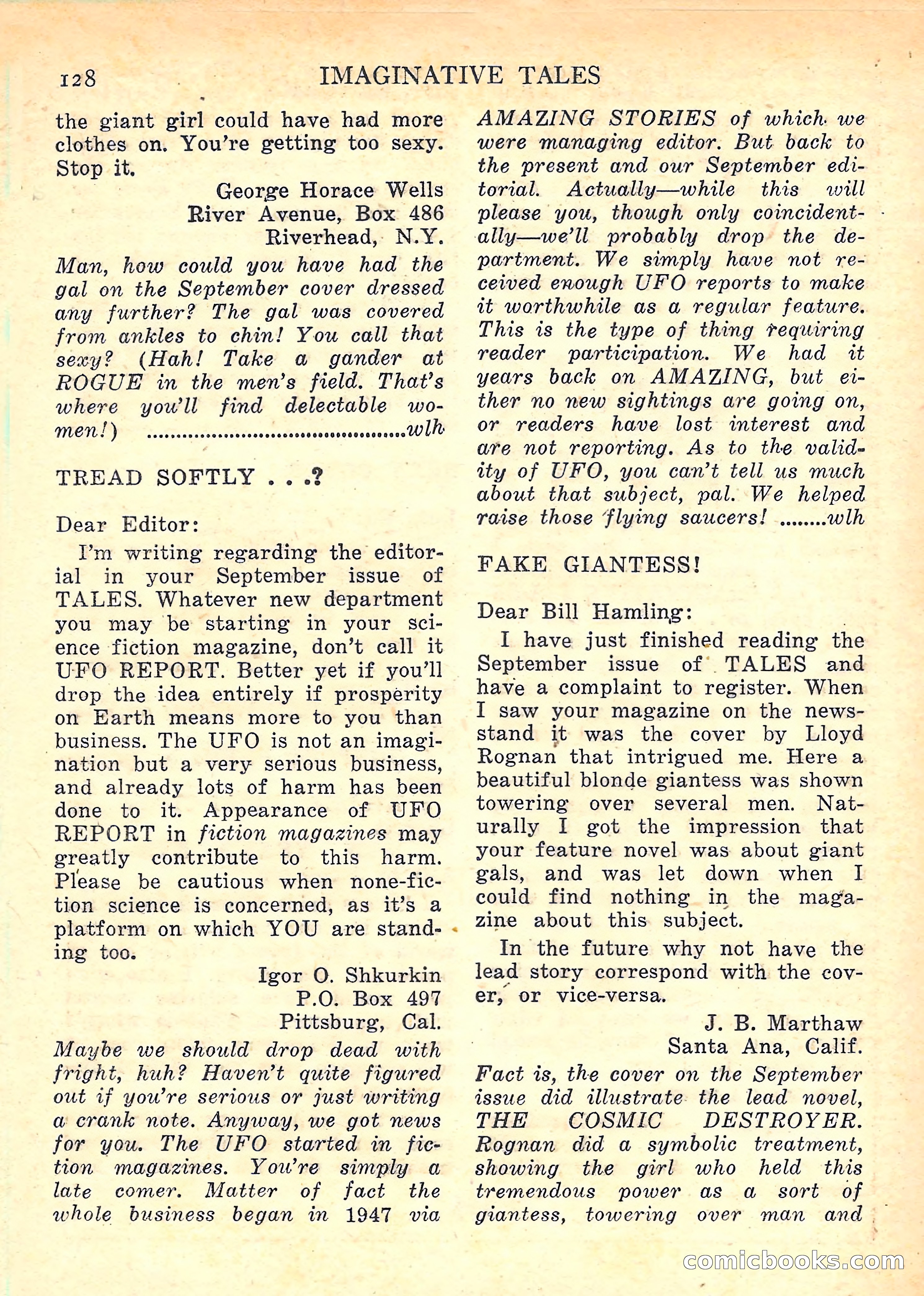 Imaginative Tales, January 1958 — page 130 of 134