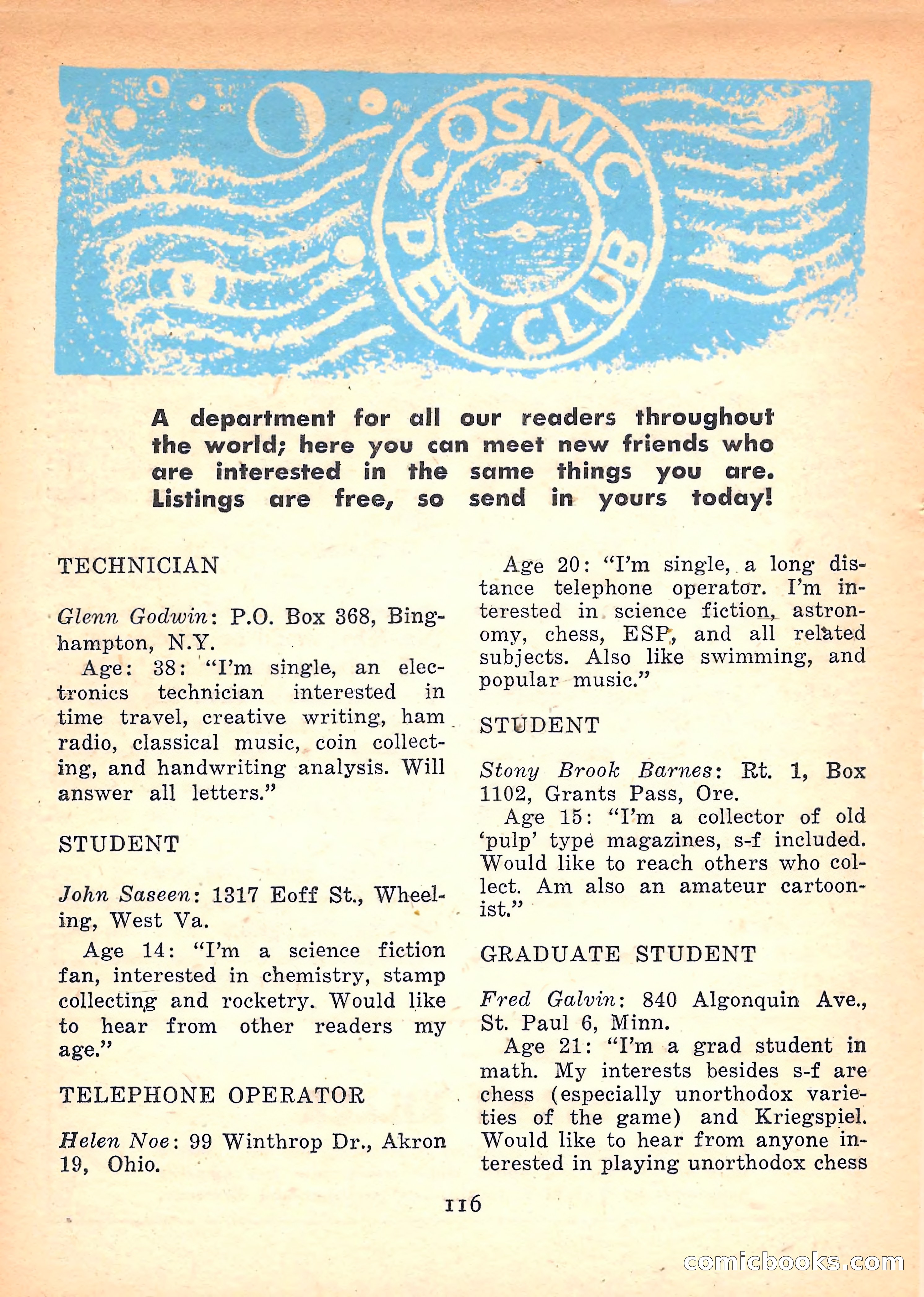 Imaginative Tales, March 1958 — page 116 of 132