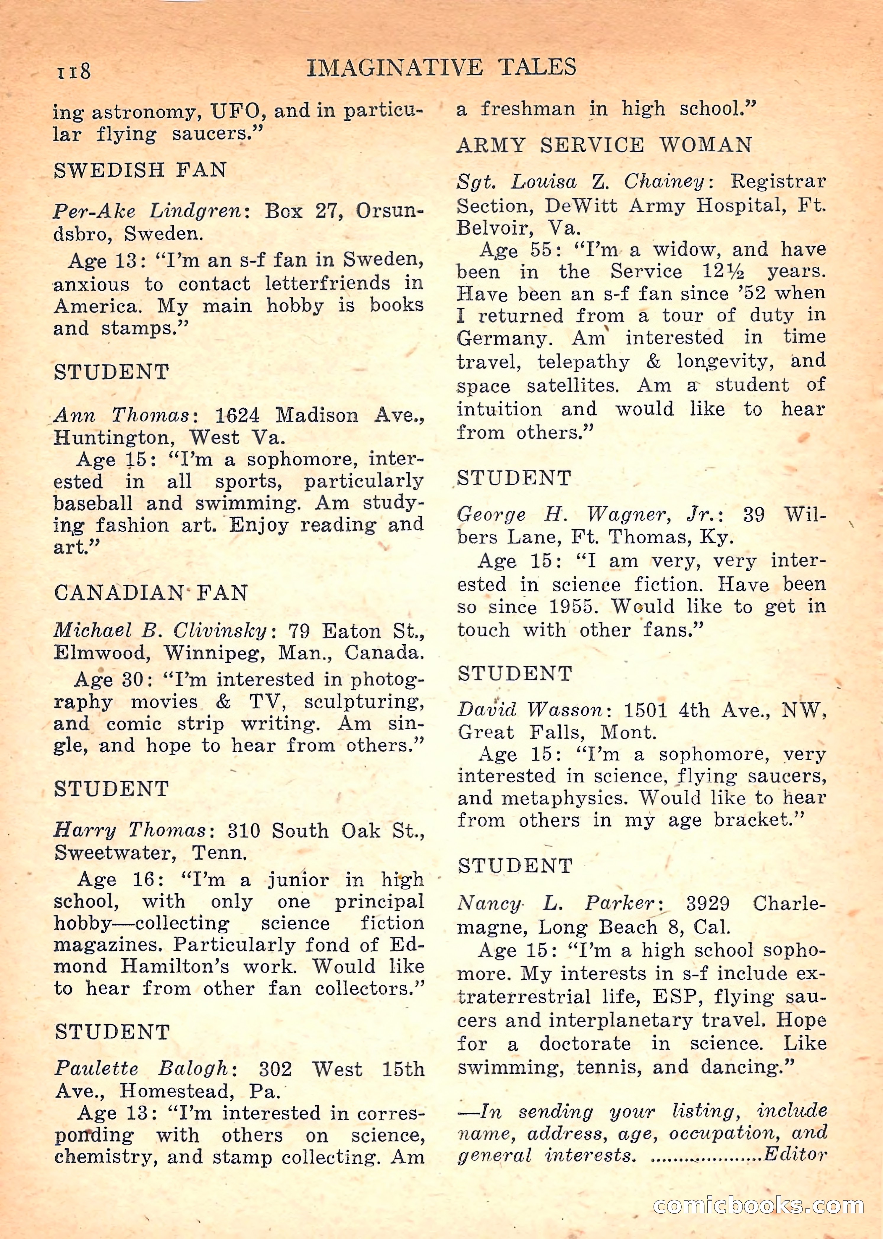 Imaginative Tales, March 1958 — page 118 of 132