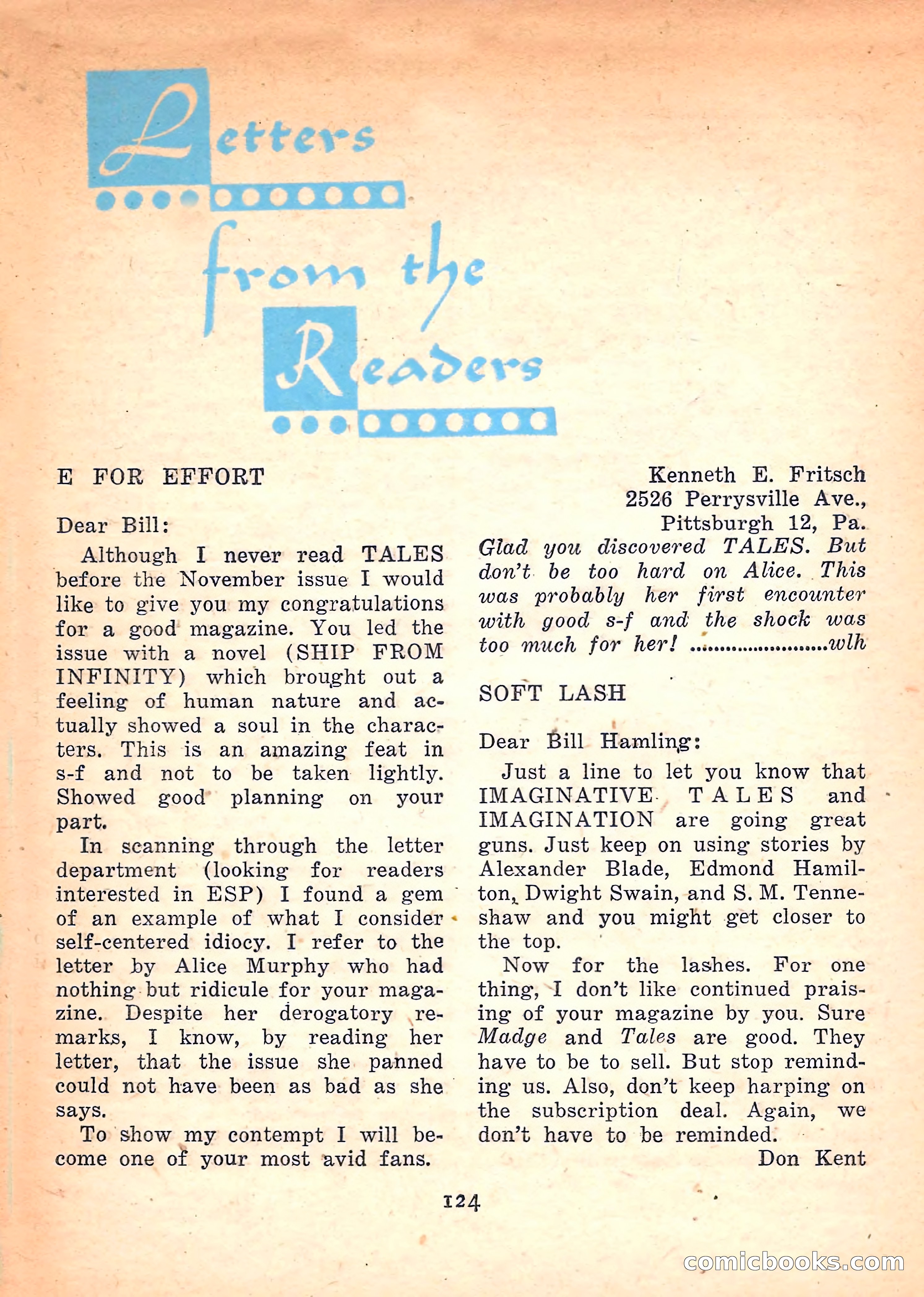Imaginative Tales, March 1958 — page 124 of 132
