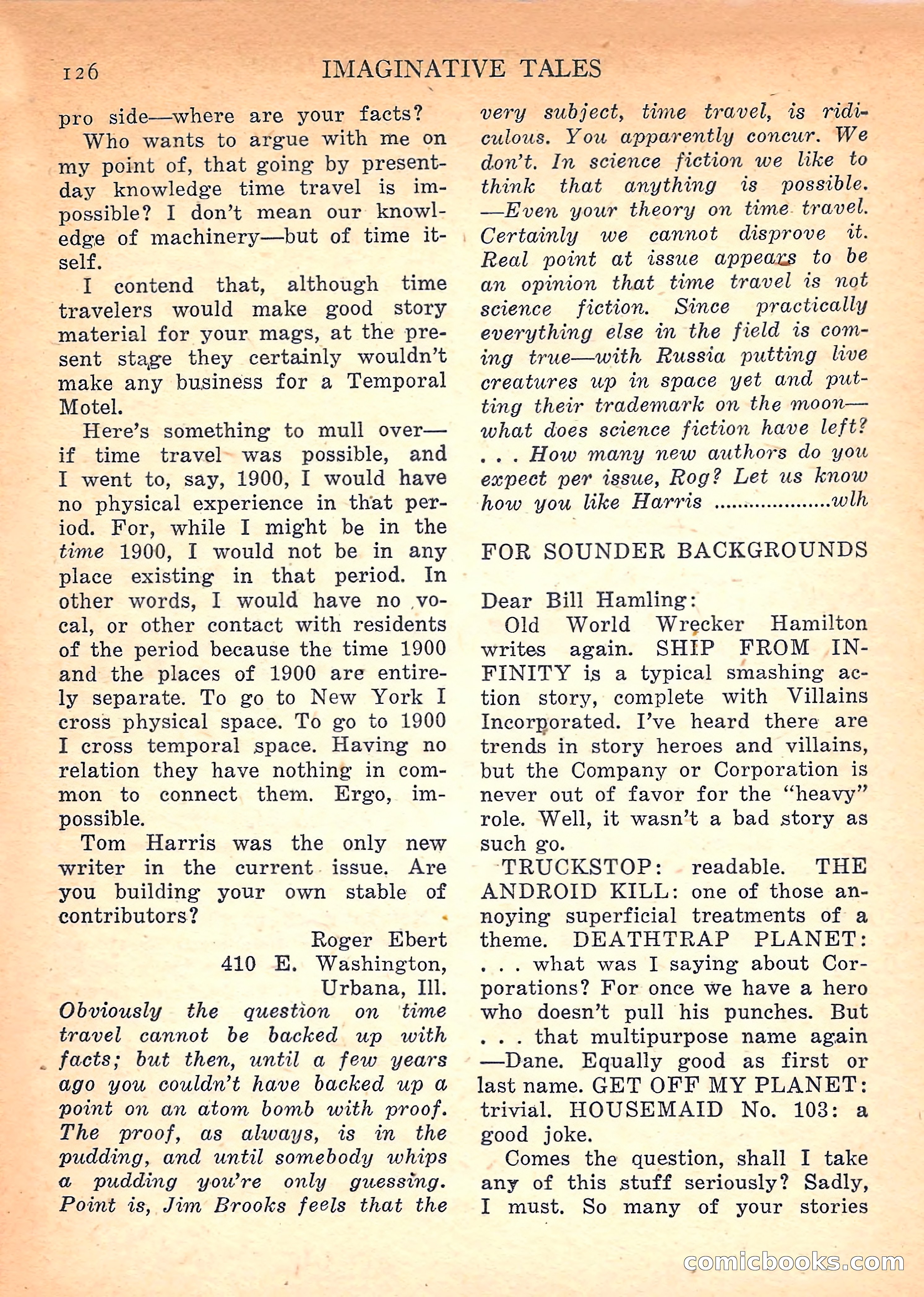 Imaginative Tales, March 1958 — page 126 of 132