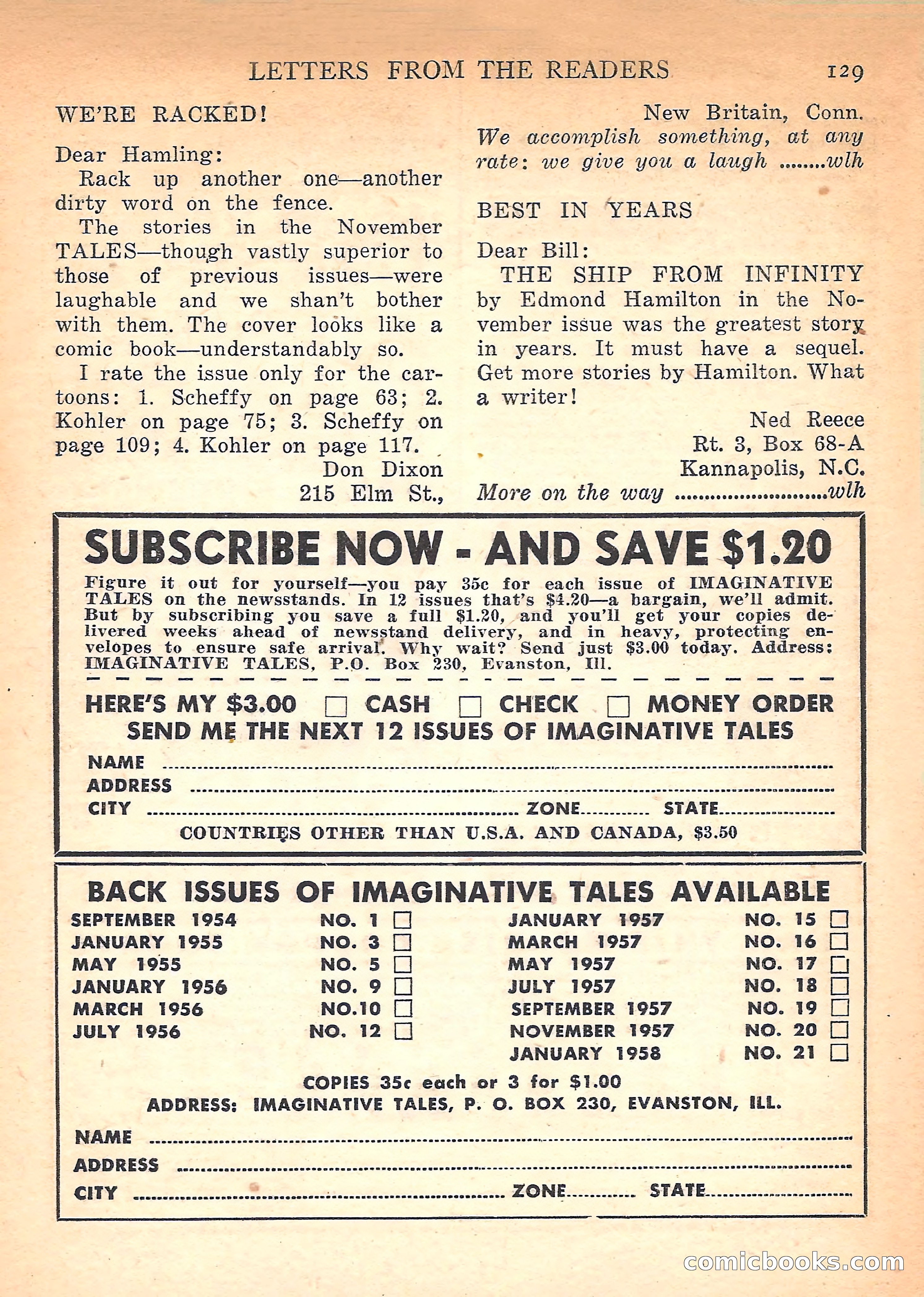 Imaginative Tales, March 1958 — page 129 of 132