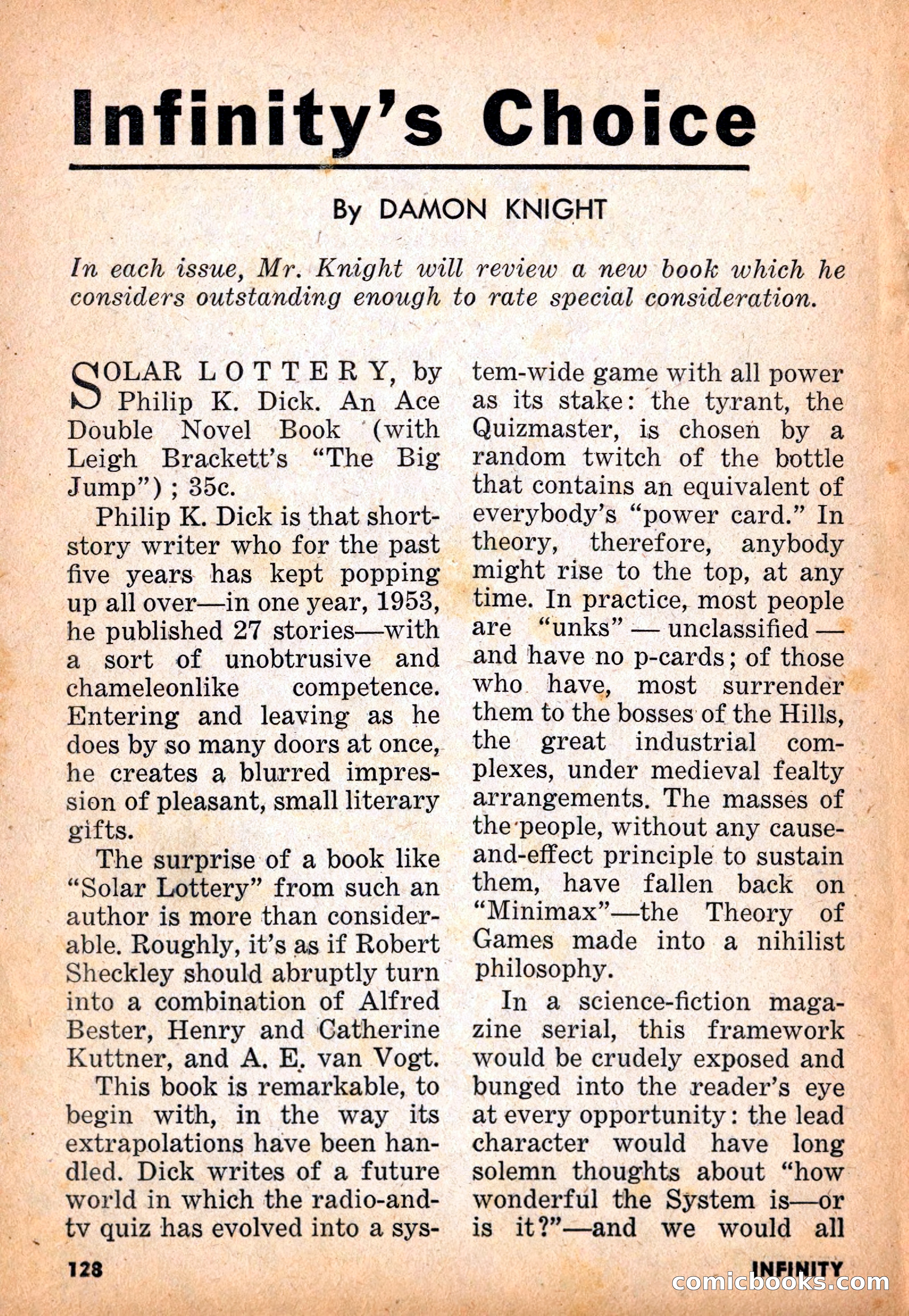Infinity Science Fiction, November 1955 — page 128 of 132