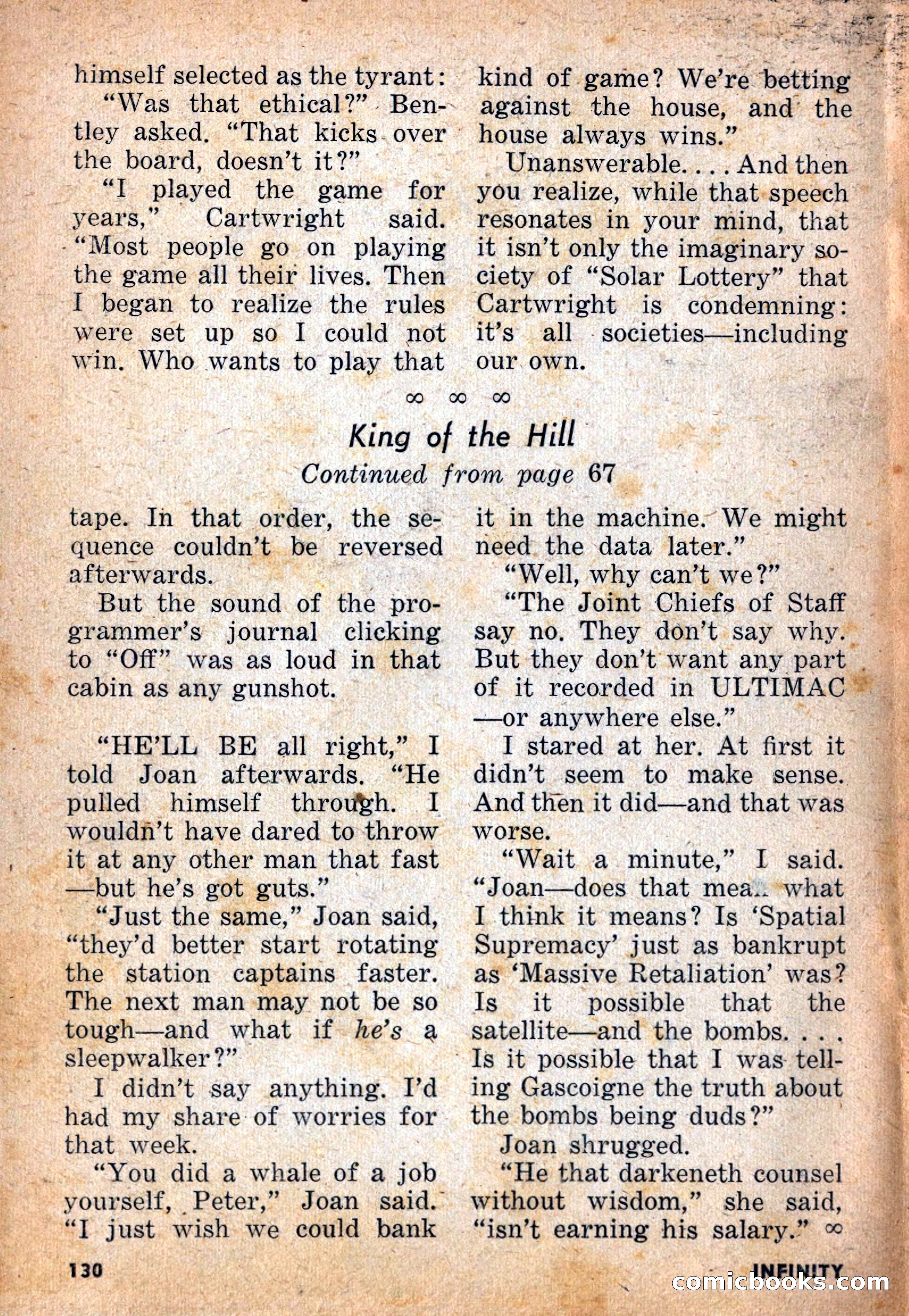 Infinity Science Fiction, November 1955 — page 130 of 132