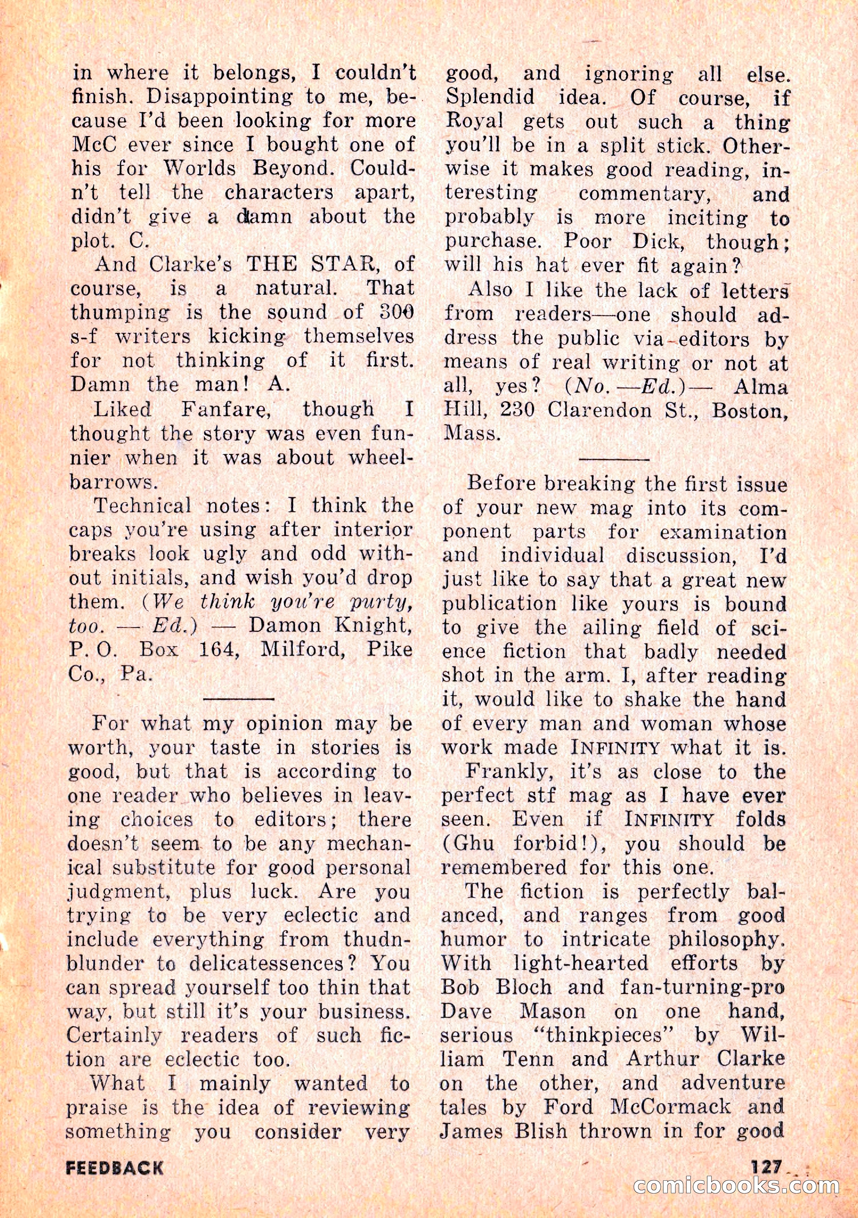 Infinity Science Fiction, February 1956 — page 127 of 132