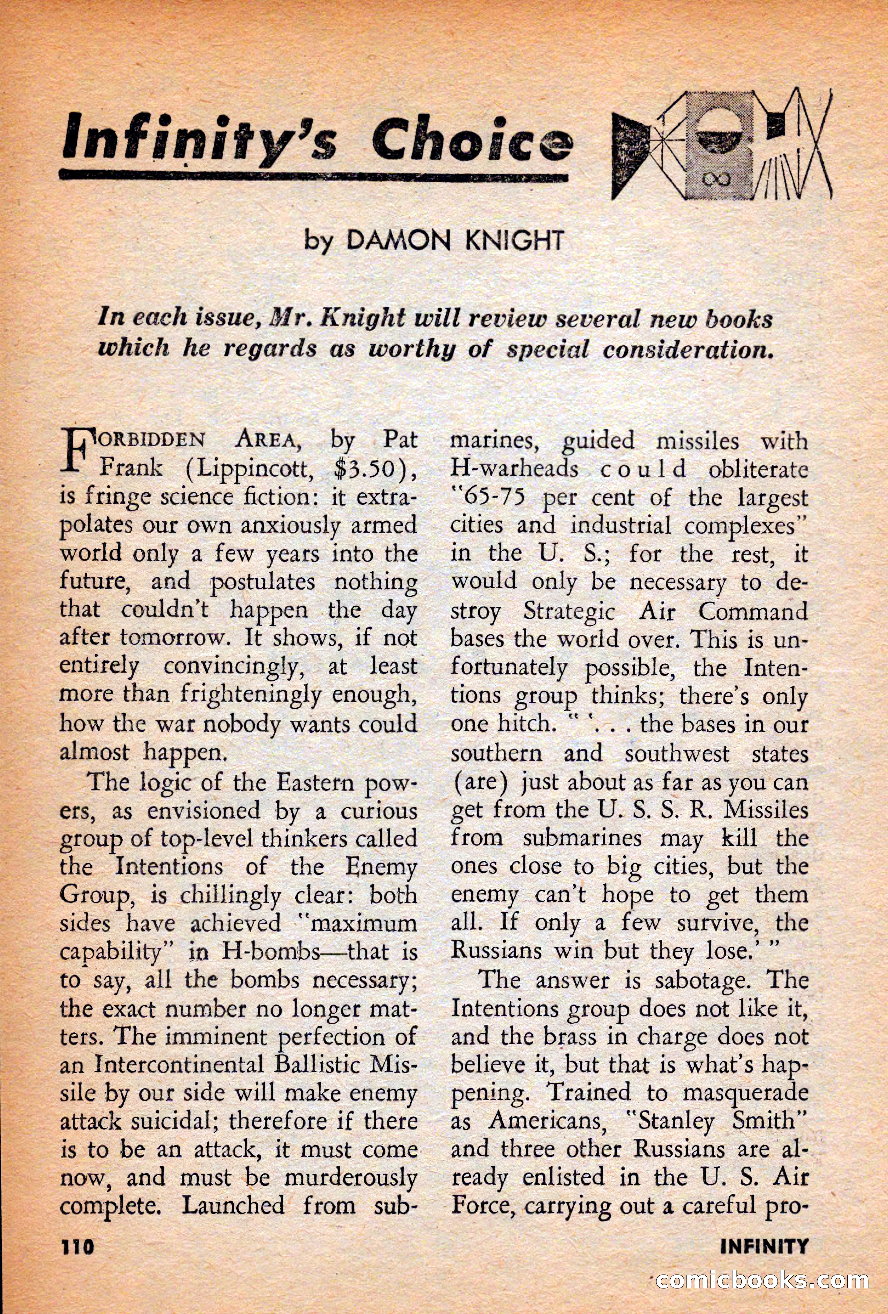 Infinity Science Fiction, December 1956 — page 110 of 132