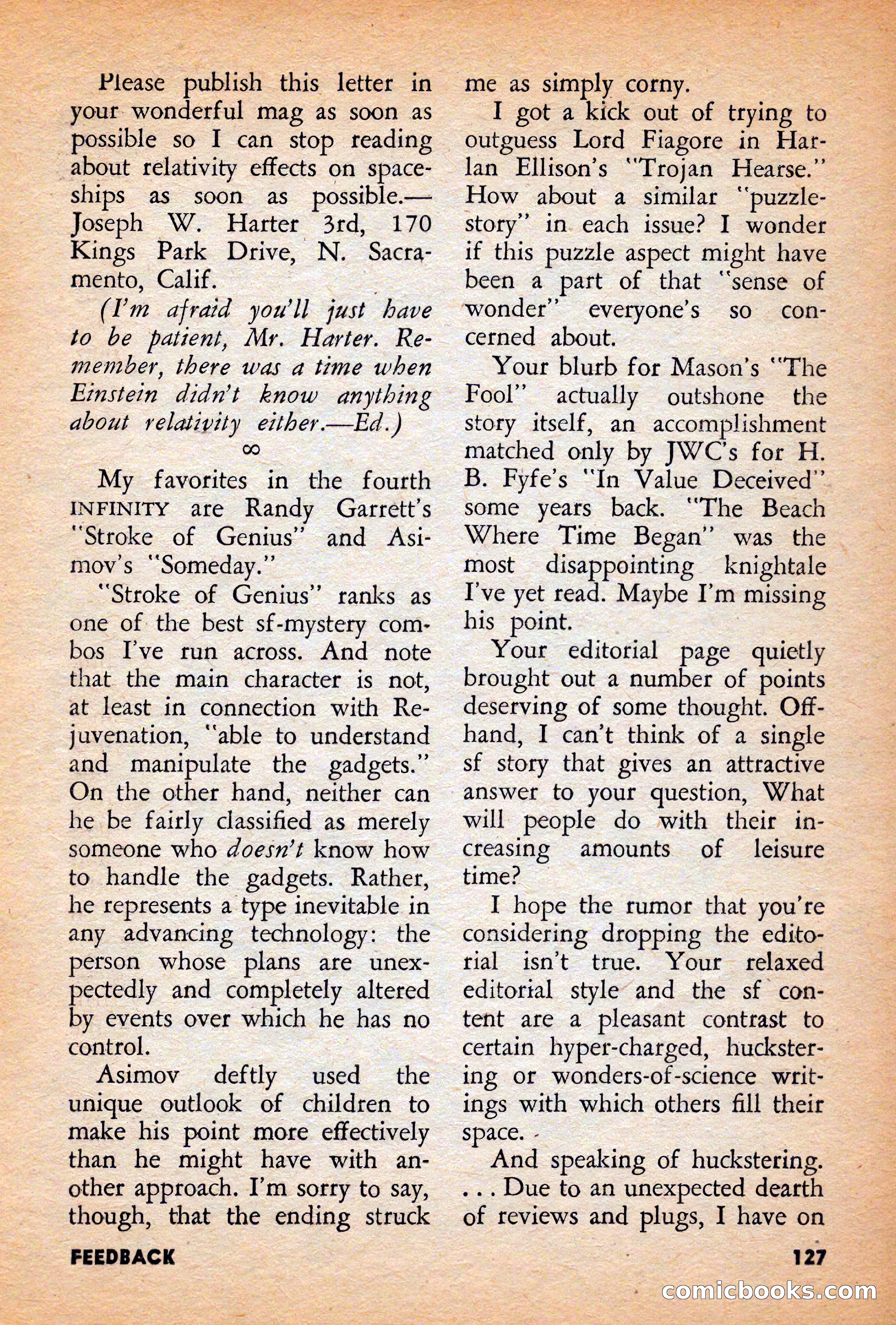 Infinity Science Fiction, December 1956 — page 127 of 132
