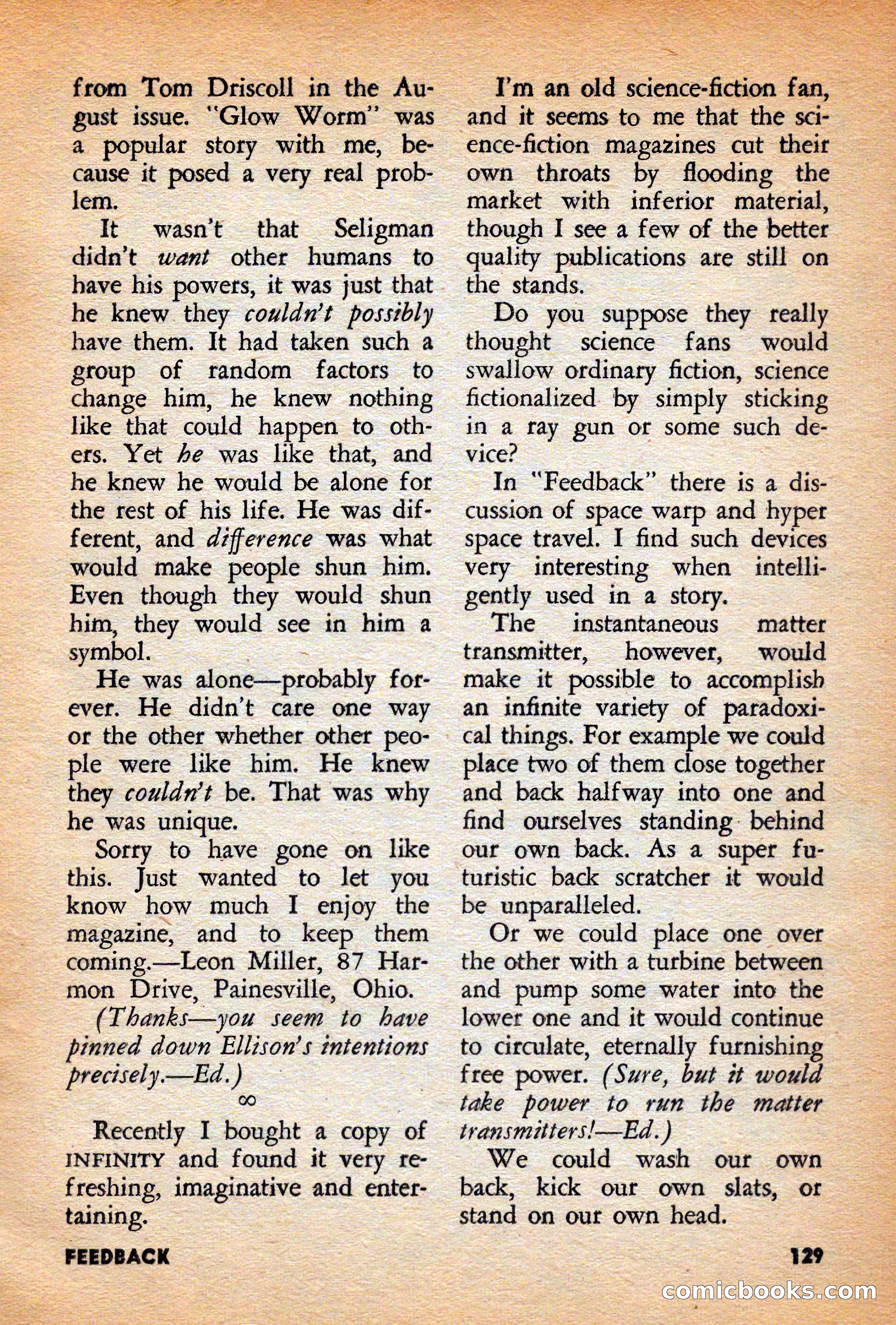Infinity Science Fiction, December 1956 — page 129 of 132
