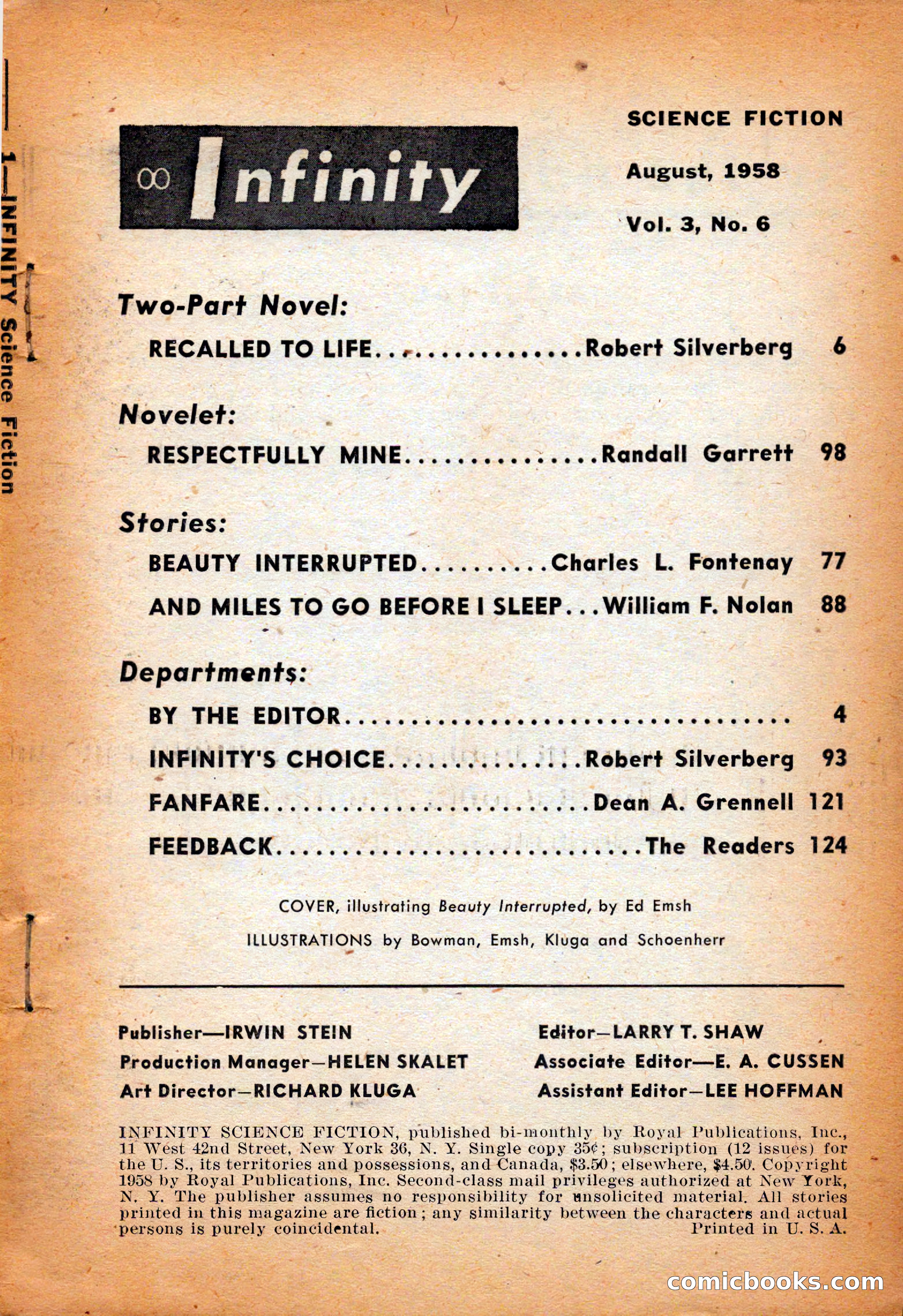 Infinity Science Fiction, August 1958 — page 3 of 132