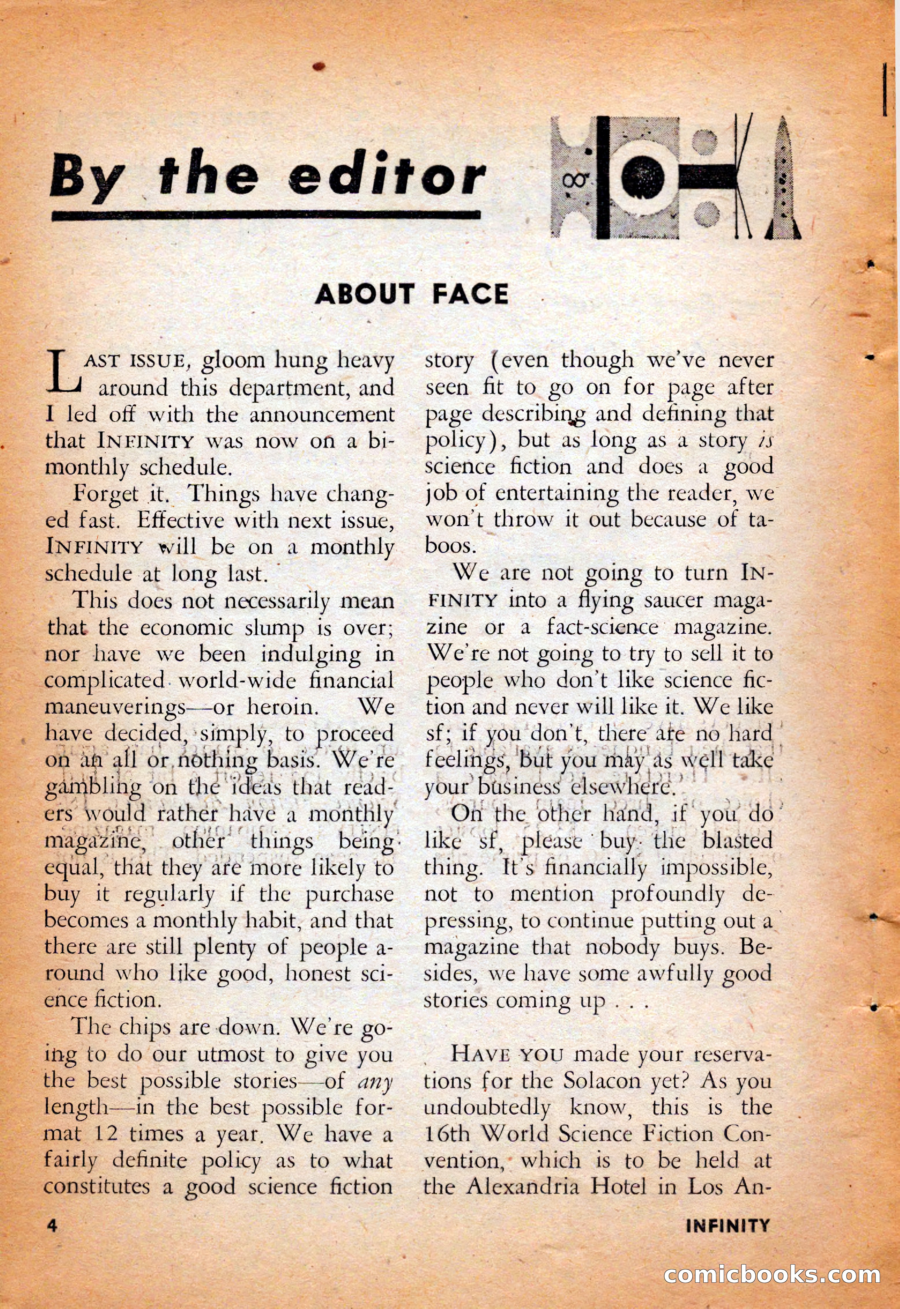 Infinity Science Fiction, August 1958 — page 4 of 132