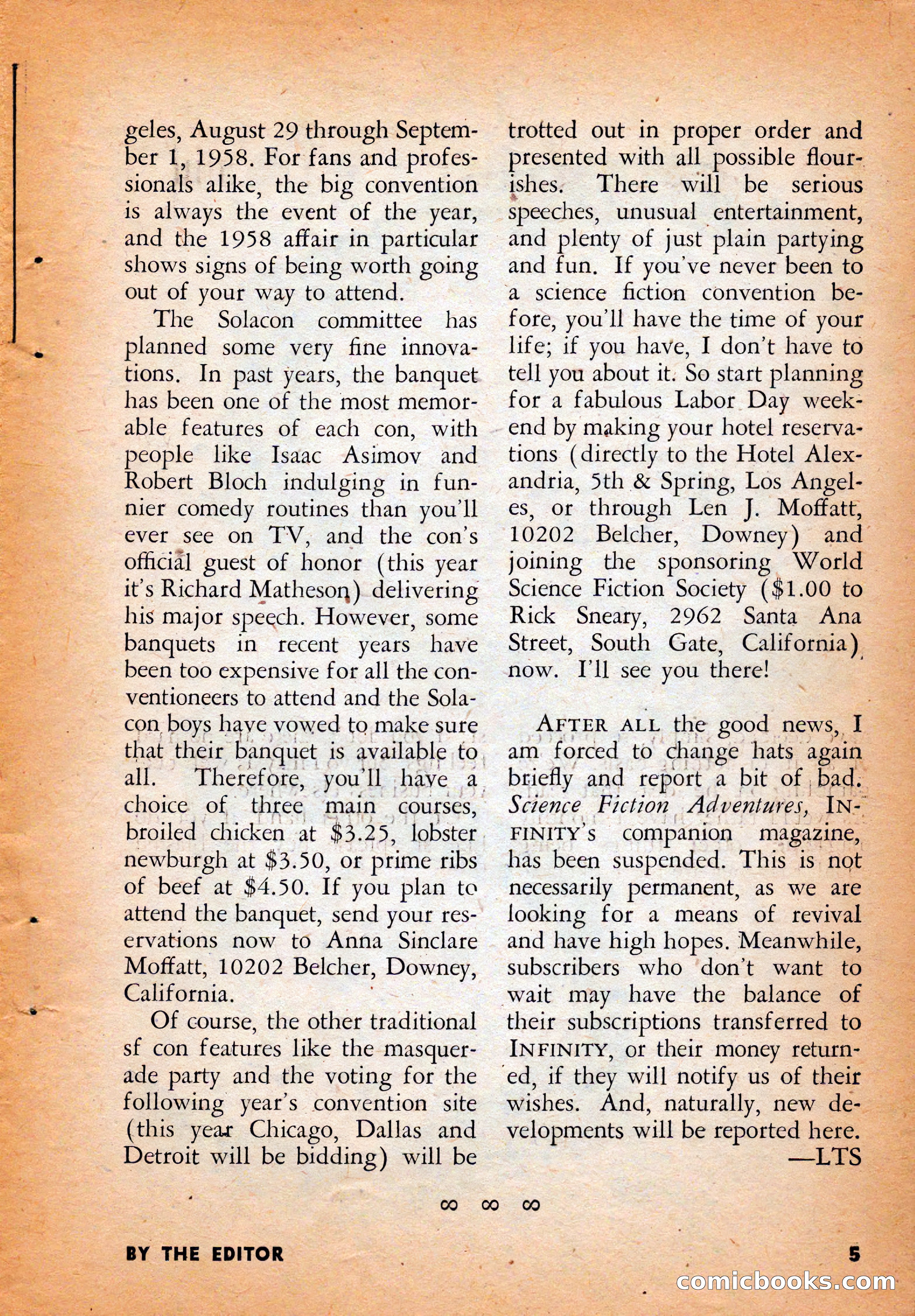 Infinity Science Fiction, August 1958 — page 5 of 132