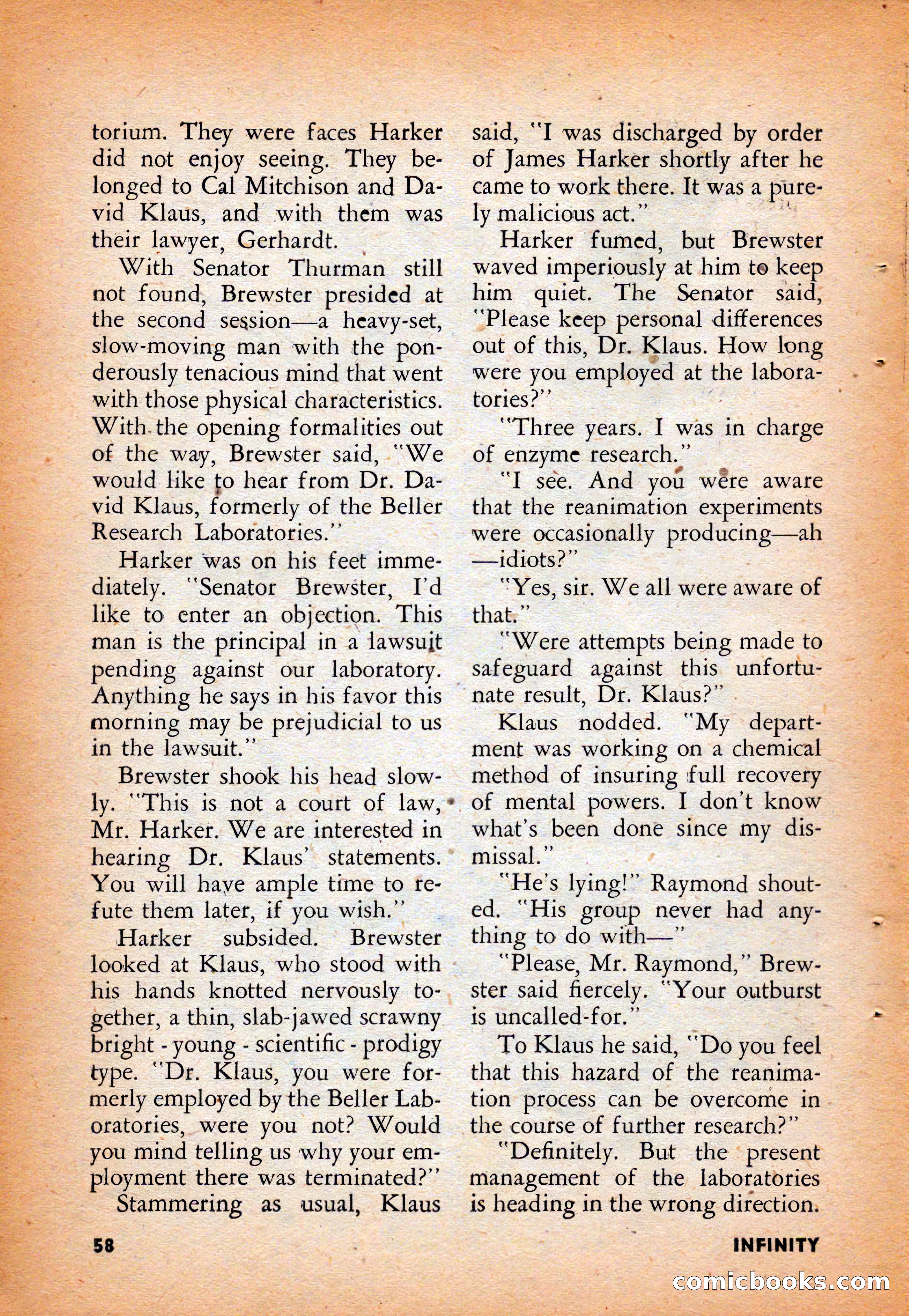 Infinity Science Fiction, August 1958 — page 58 of 132