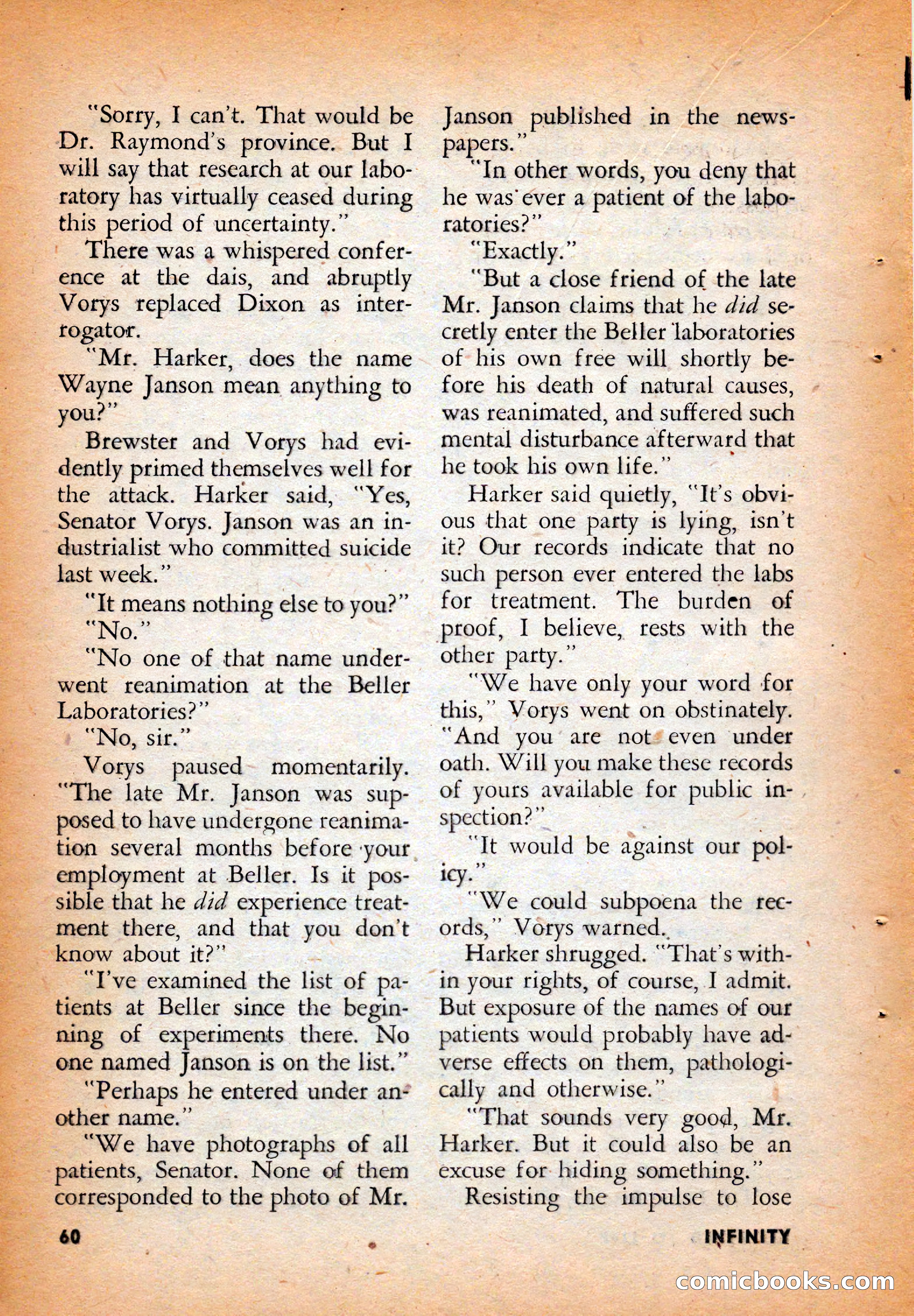 Infinity Science Fiction, August 1958 — page 60 of 132