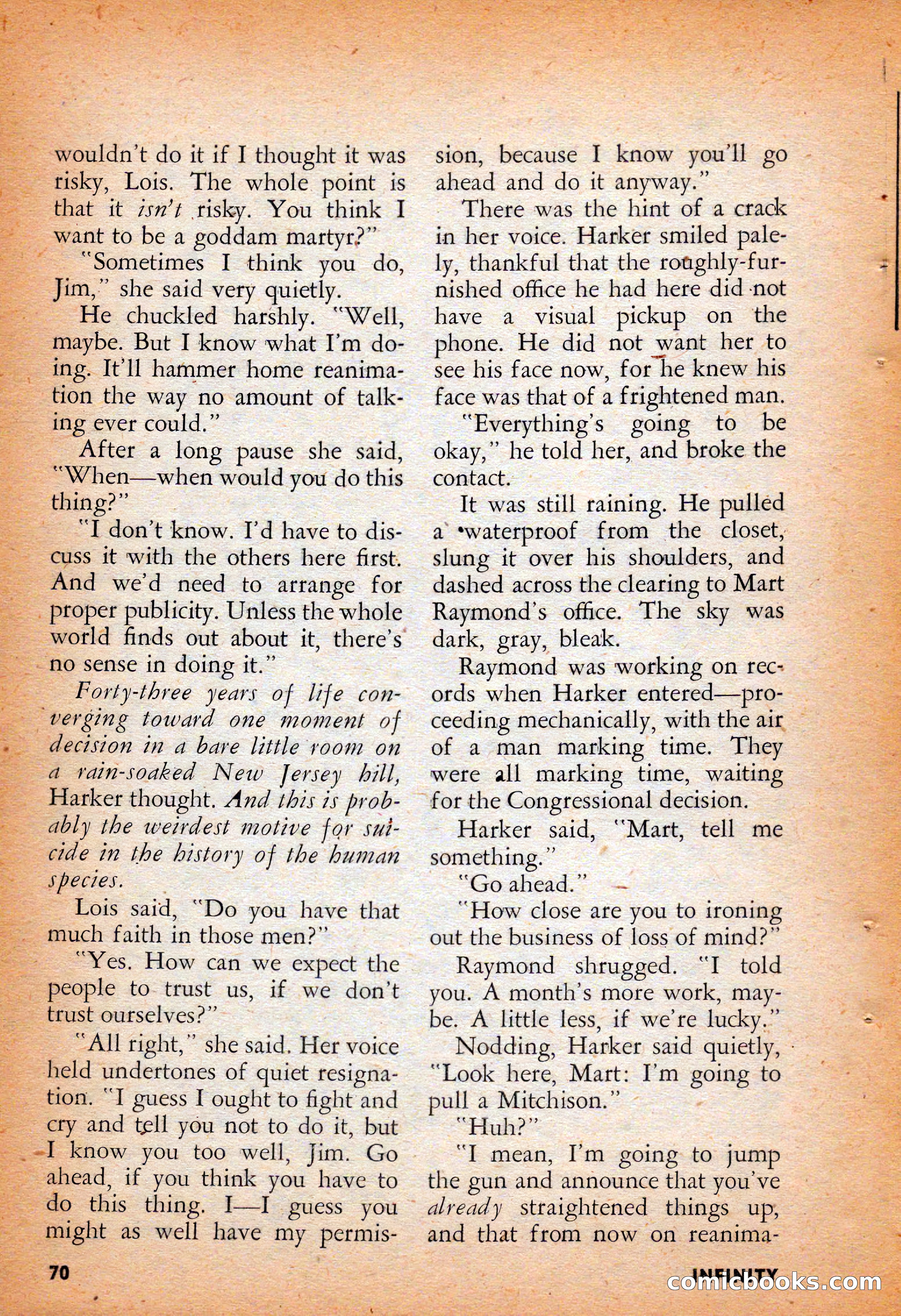 Infinity Science Fiction, August 1958 — page 70 of 132