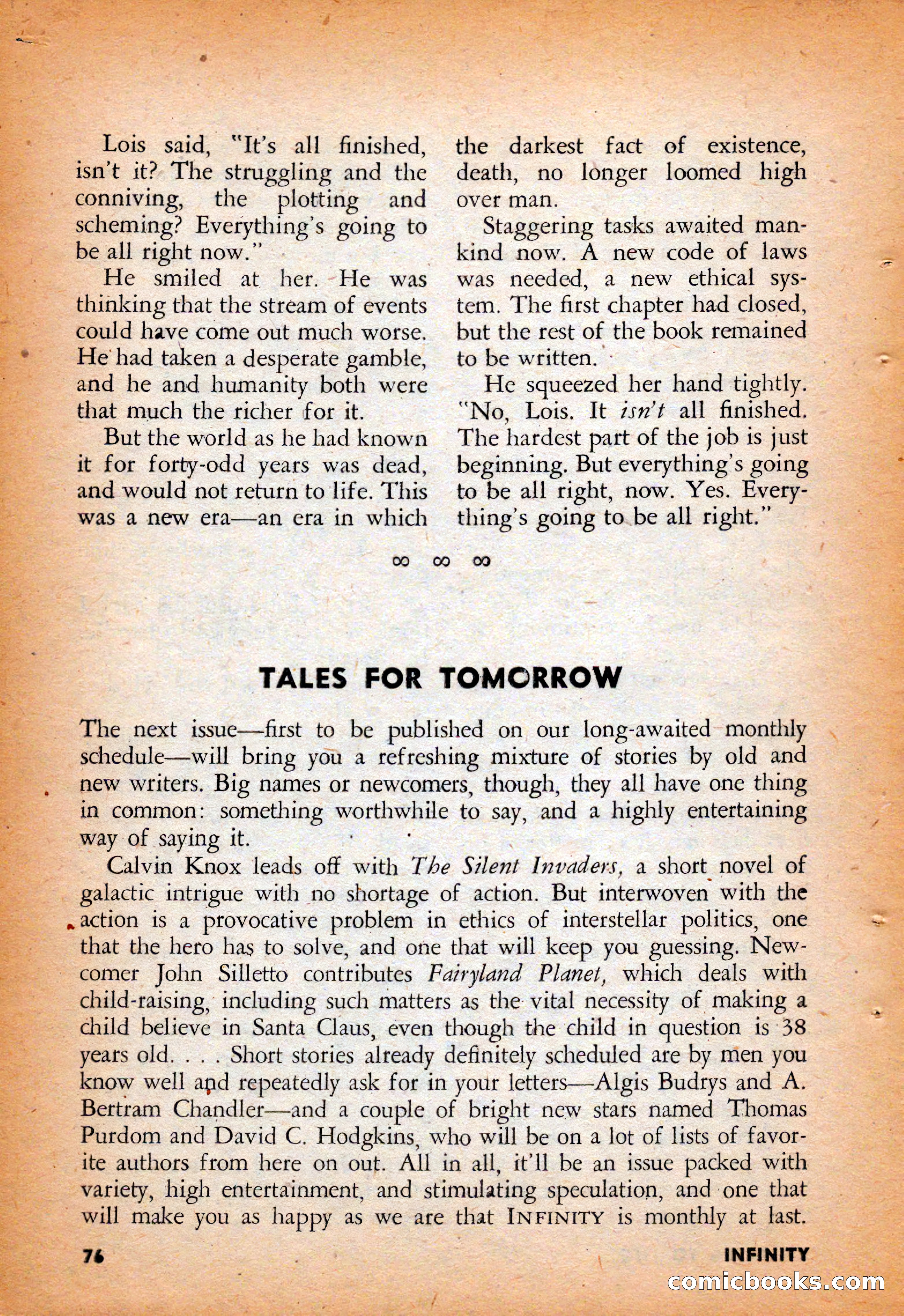 Infinity Science Fiction, August 1958 — page 76 of 132