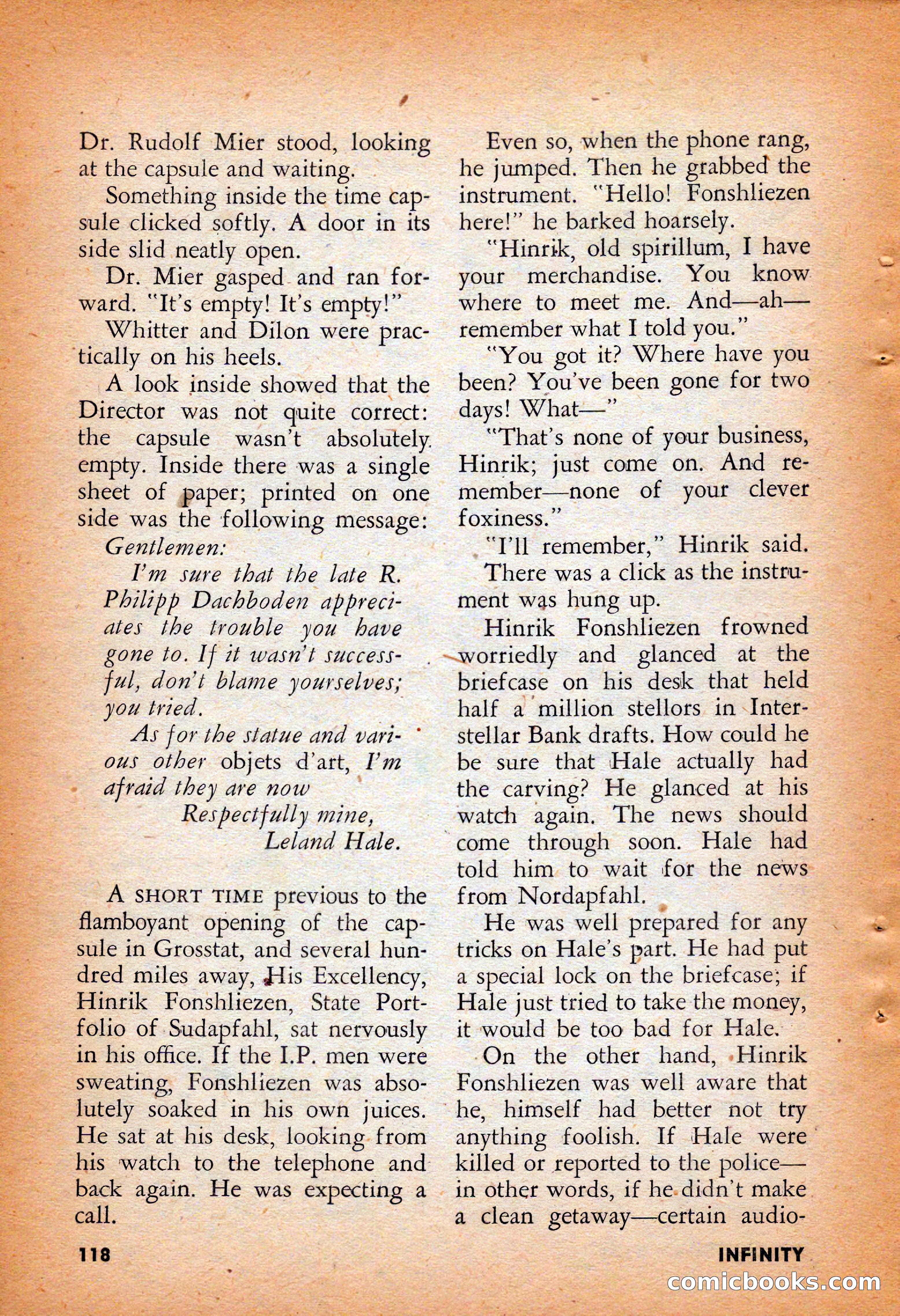 Infinity Science Fiction, August 1958 — page 118 of 132