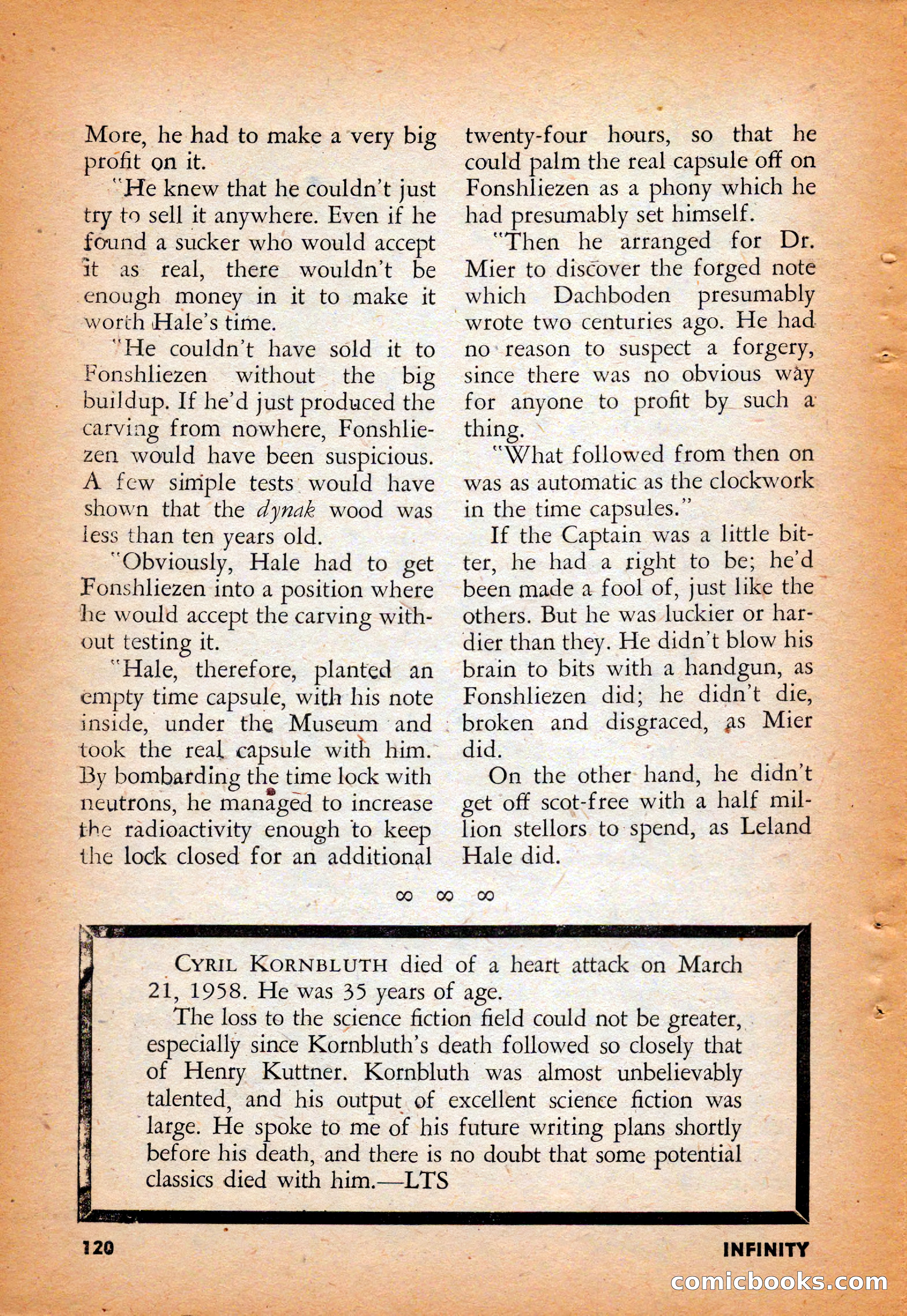 Infinity Science Fiction, August 1958 — page 120 of 132