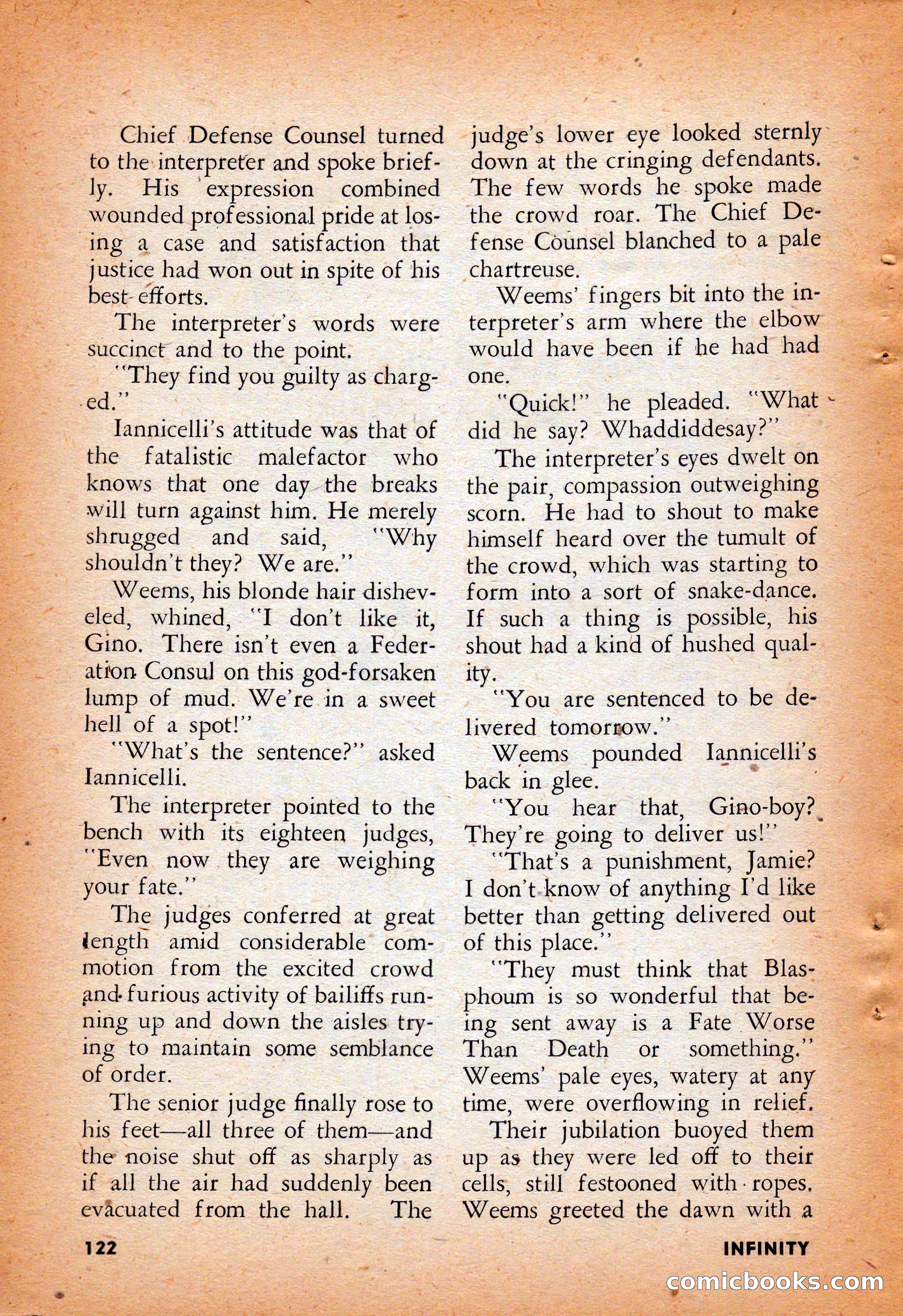 Infinity Science Fiction, August 1958 — page 122 of 132