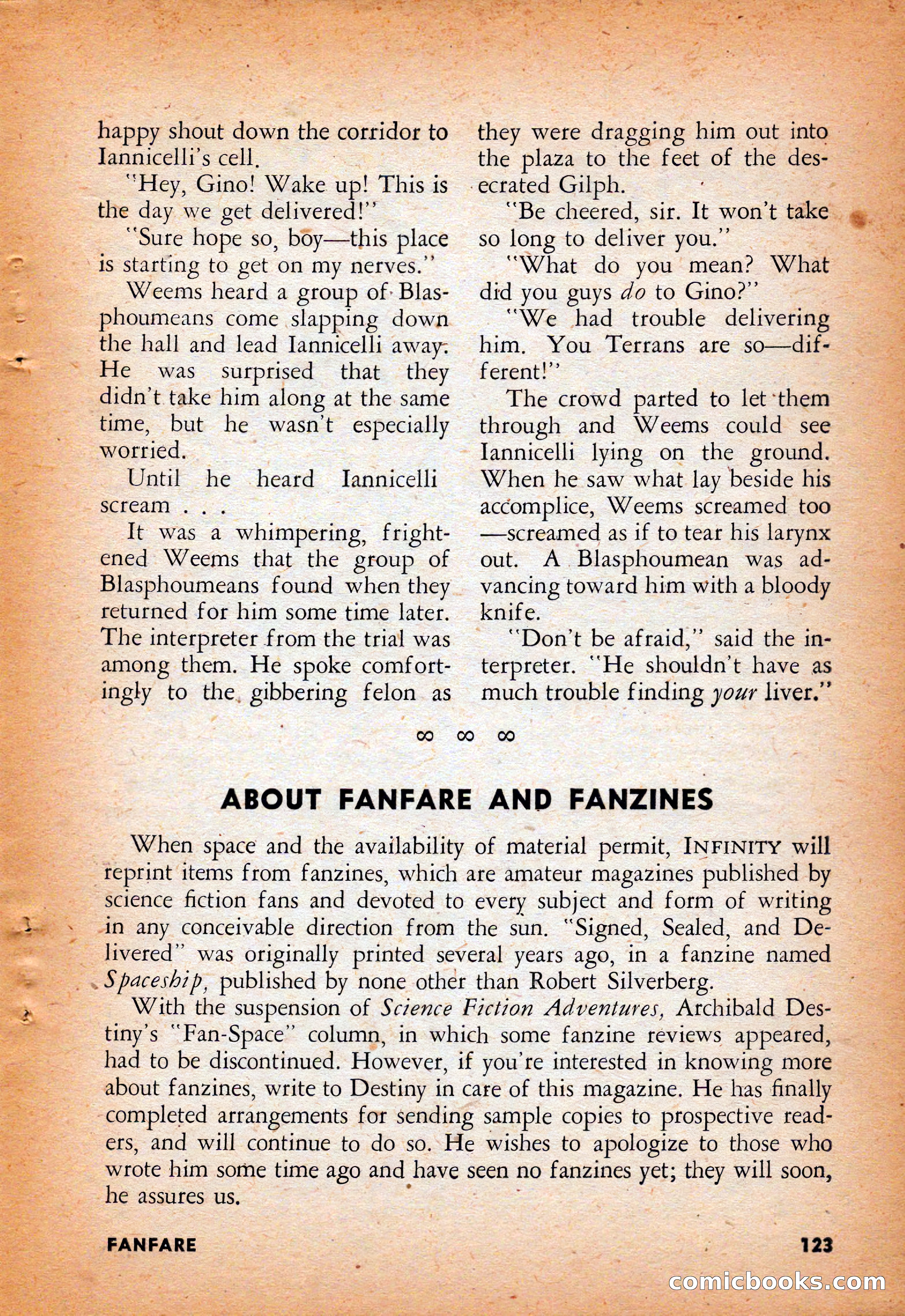 Infinity Science Fiction, August 1958 — page 123 of 132