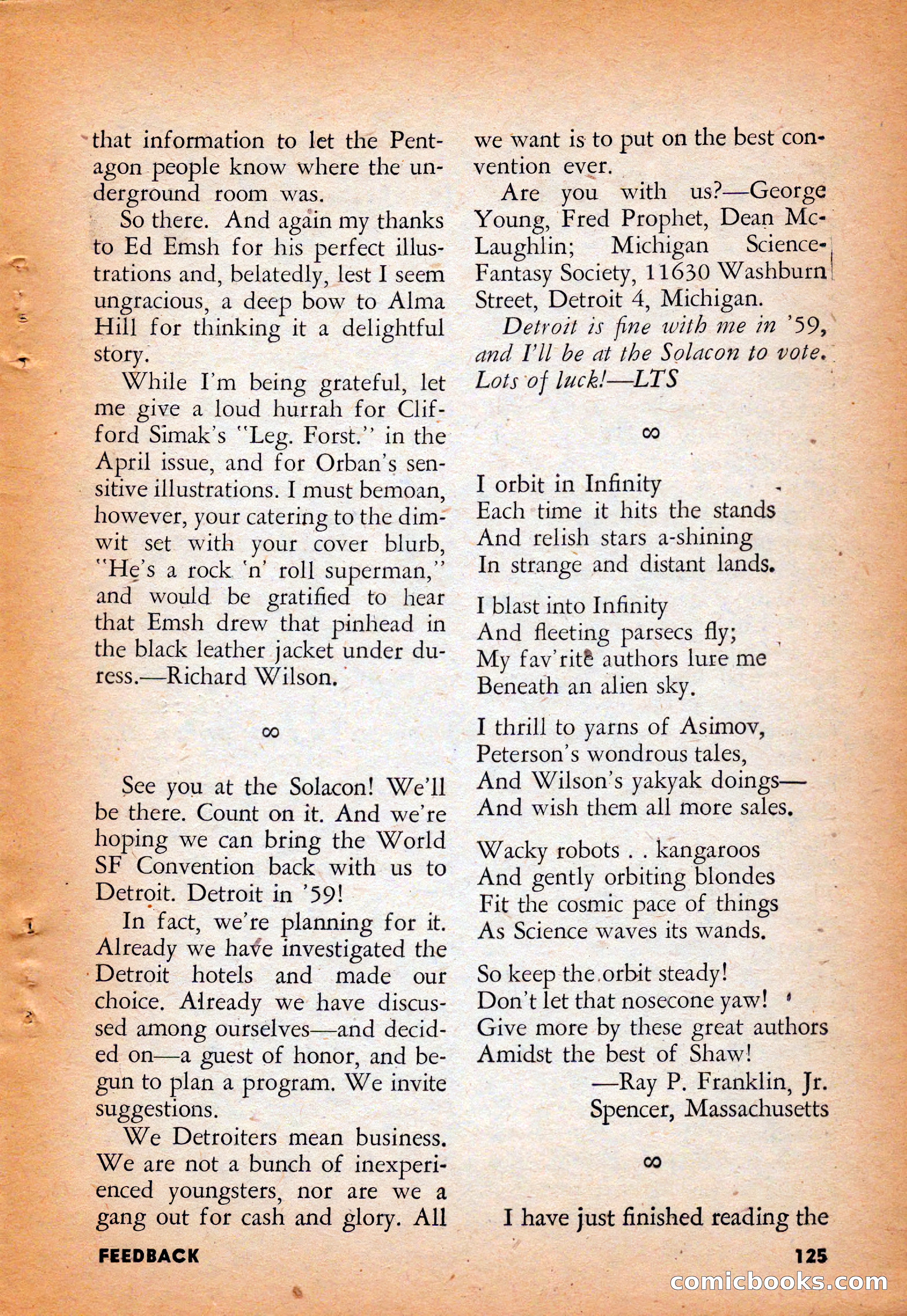 Infinity Science Fiction, August 1958 — page 125 of 132