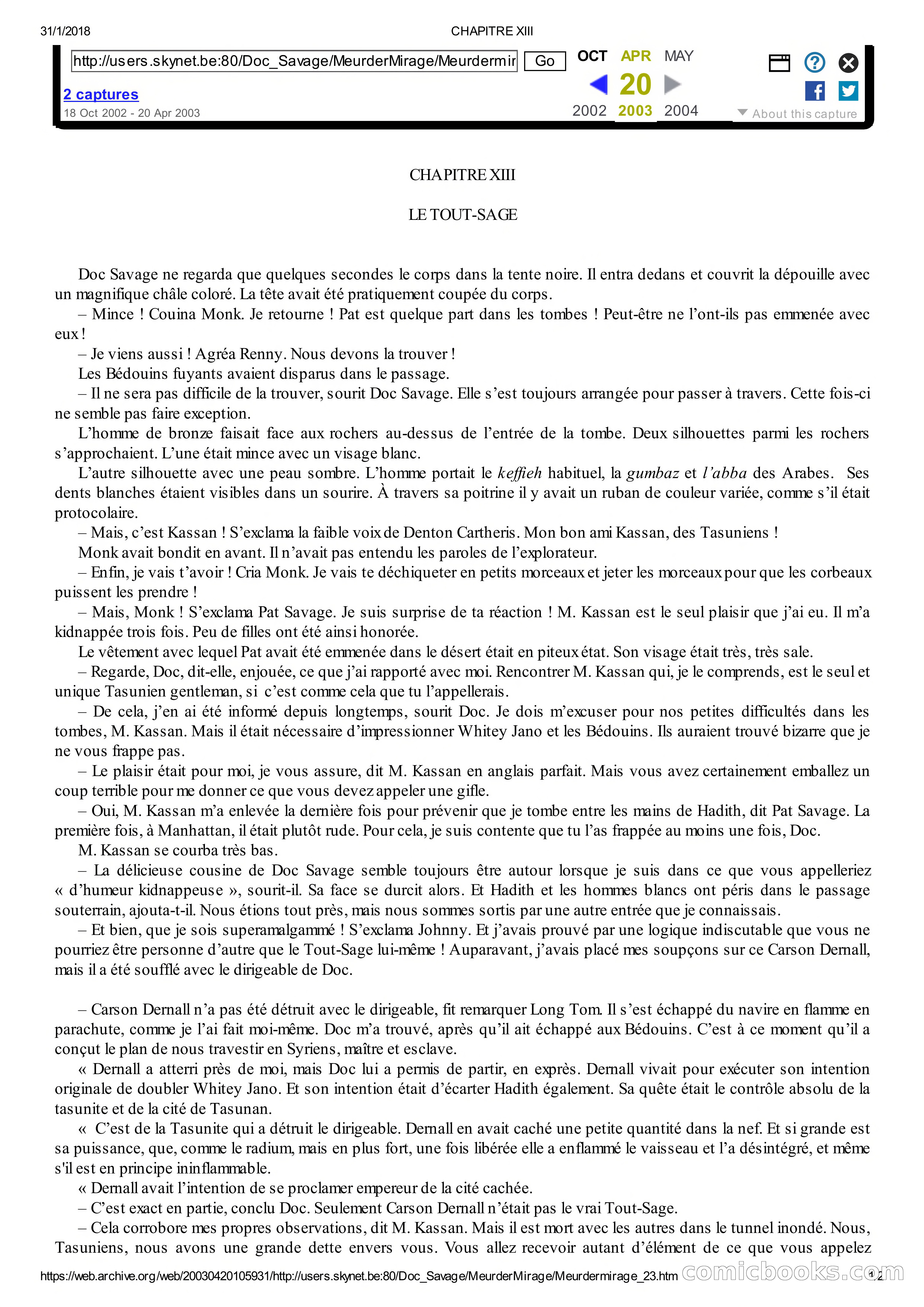 Doc Savage en Français: Le Mirage De La Mort — page 72 of 76