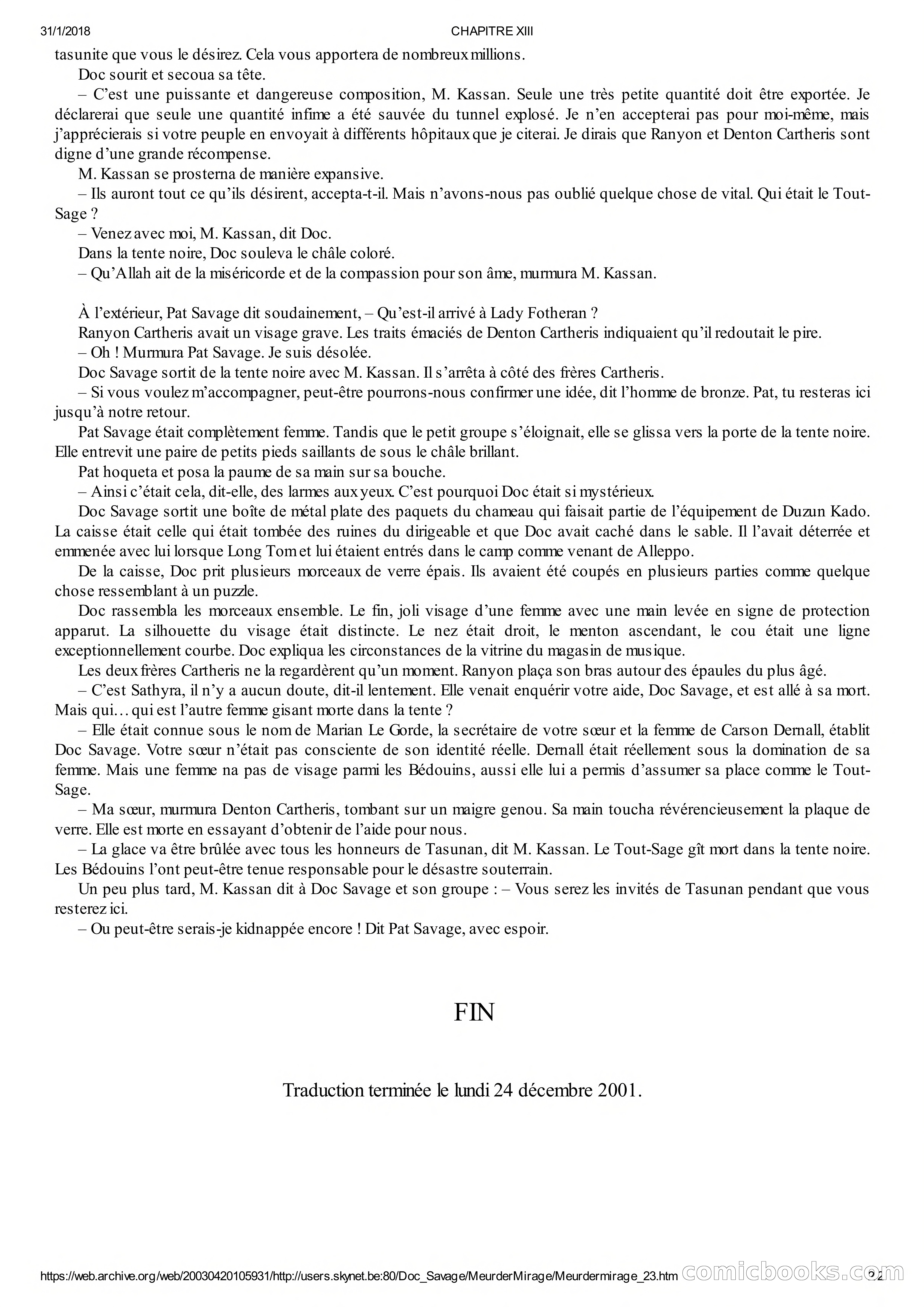 Doc Savage en Français: Le Mirage De La Mort — page 73 of 76