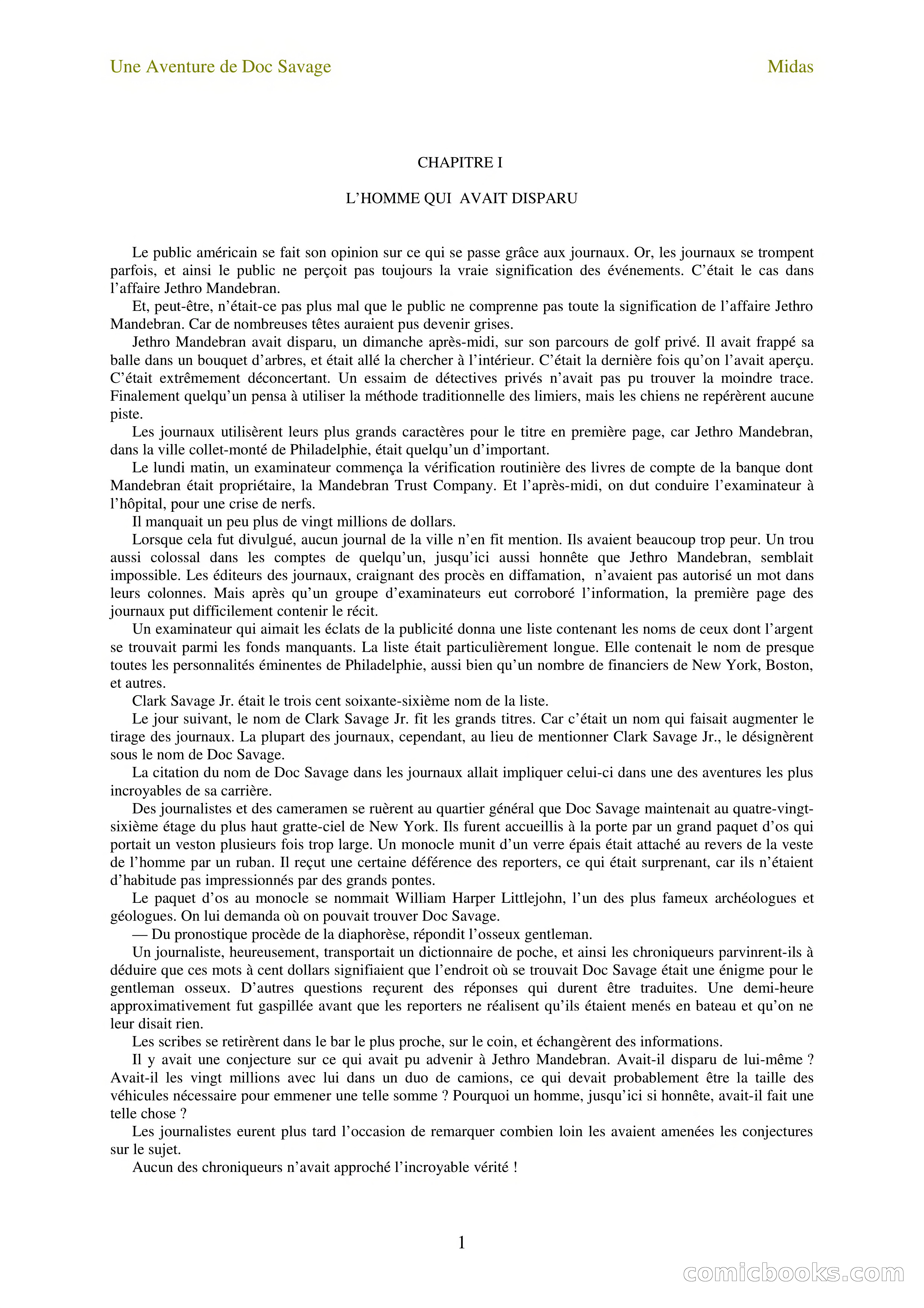 Doc Savage en français: L'homme Midas (The Midas Man) — page 3 of 68