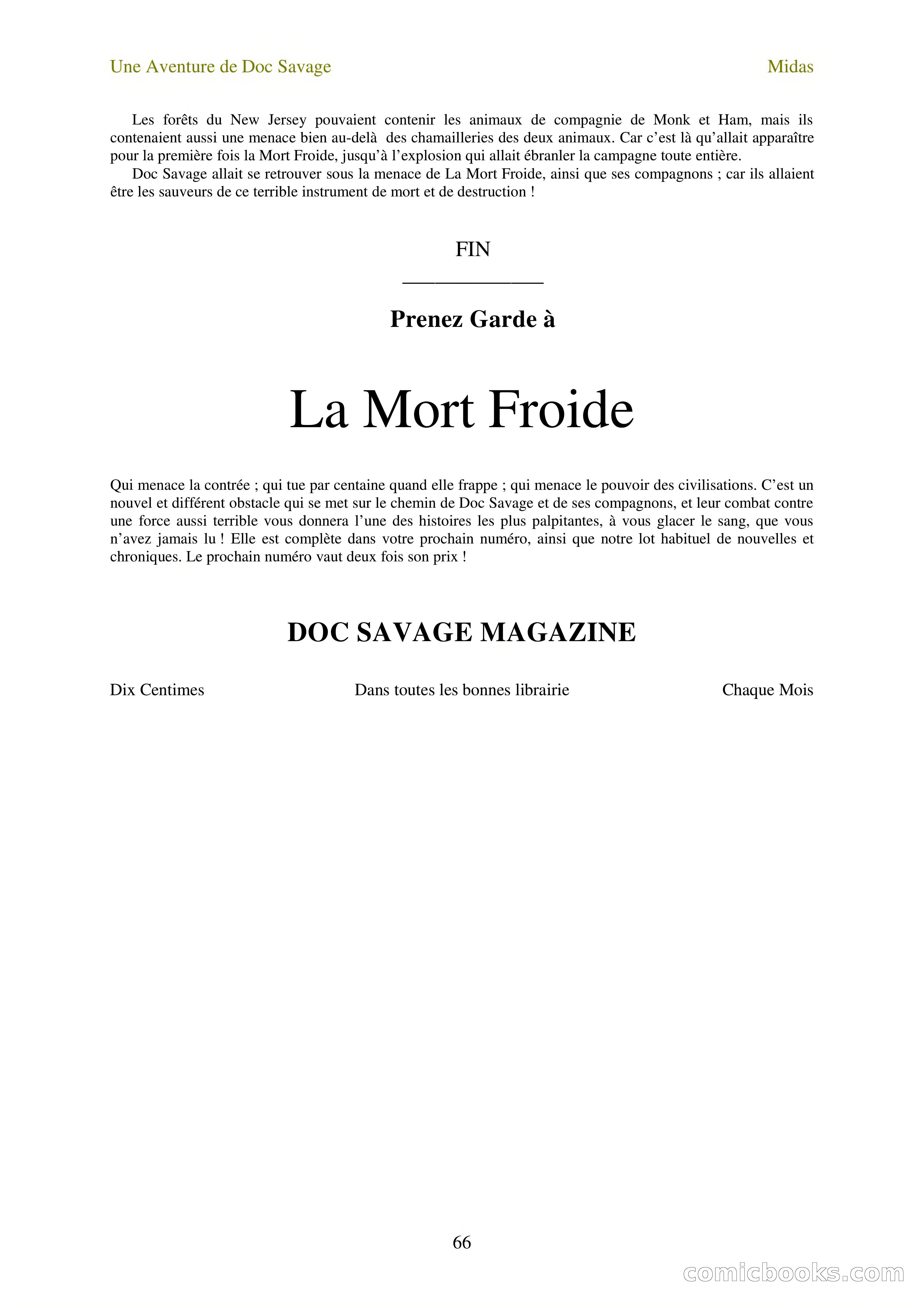 Doc Savage en français: L'homme Midas (The Midas Man) — page 68 of 68