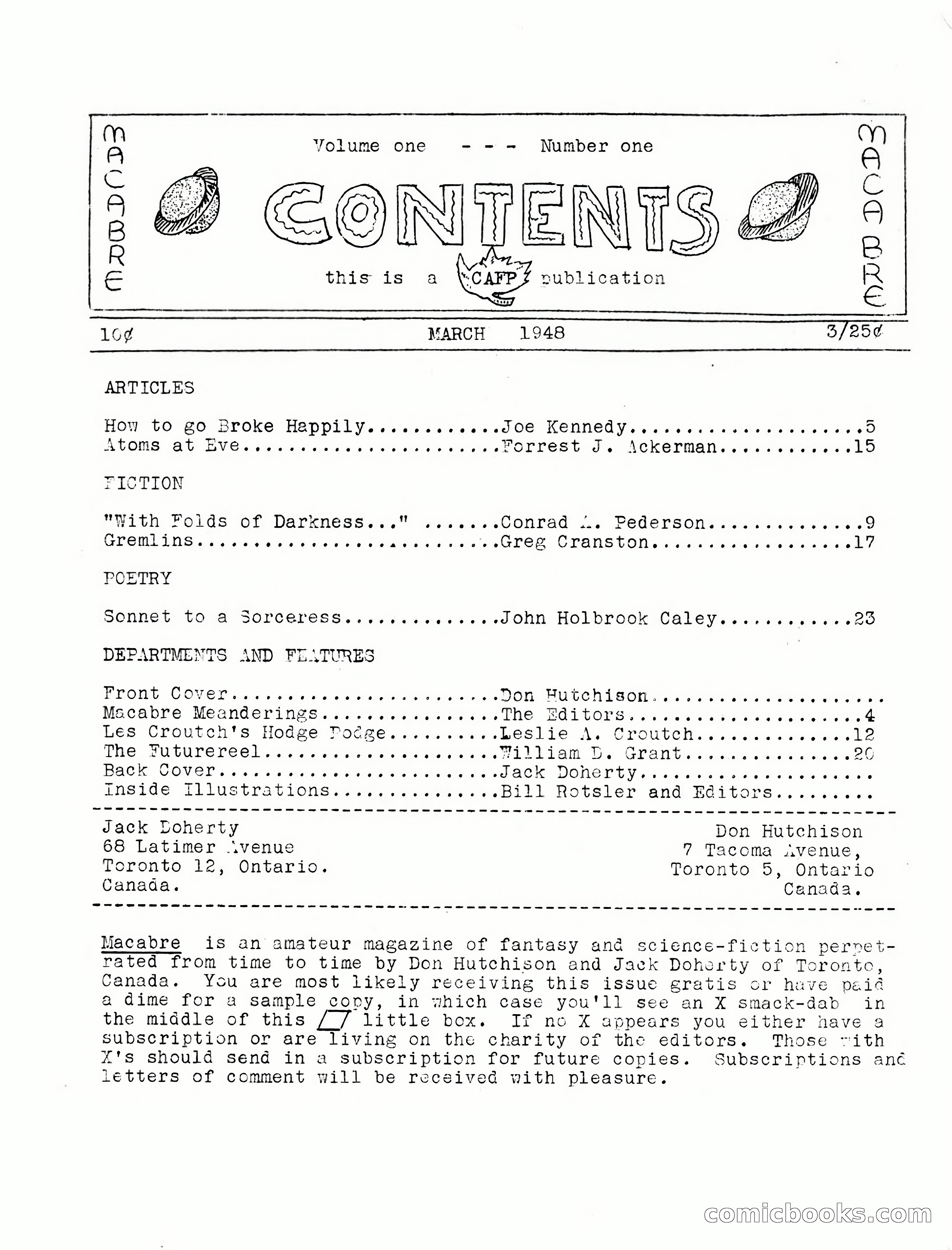 Macabre, Vol. 1, No. 1 — page 3 of 24