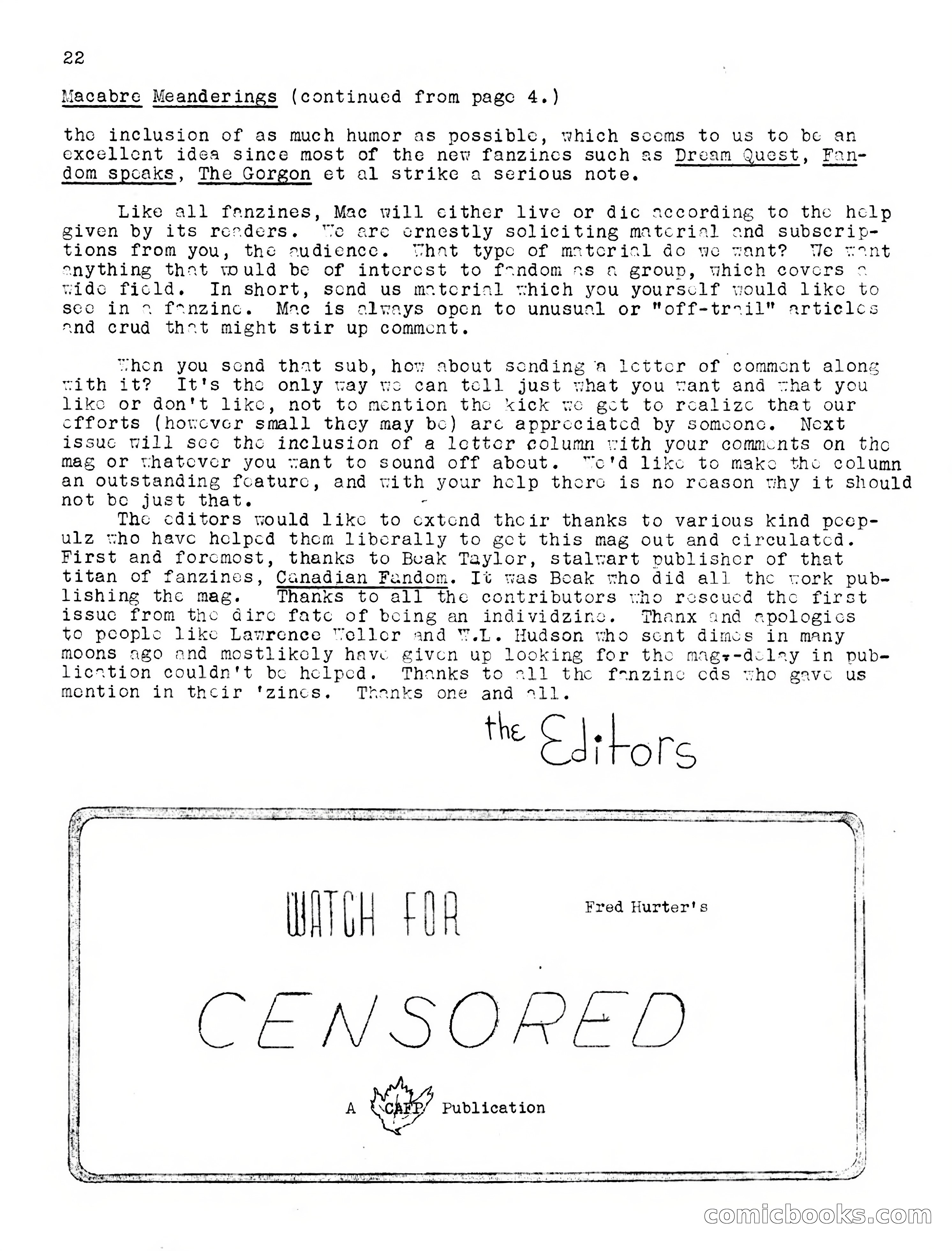 Macabre, Vol. 1, No. 1 — page 22 of 24