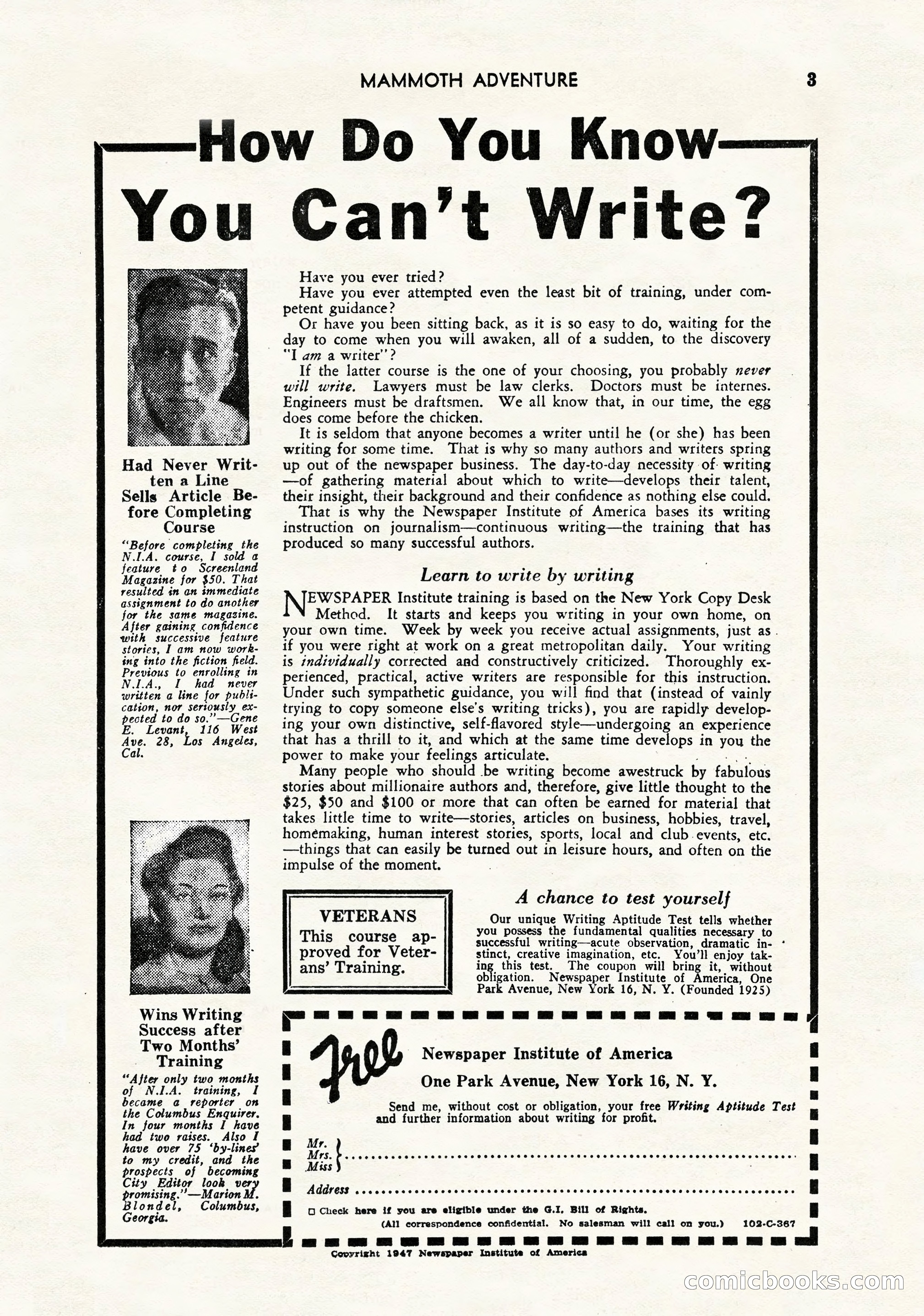 Mammoth Adventure, March 1947 — page 3 of 180