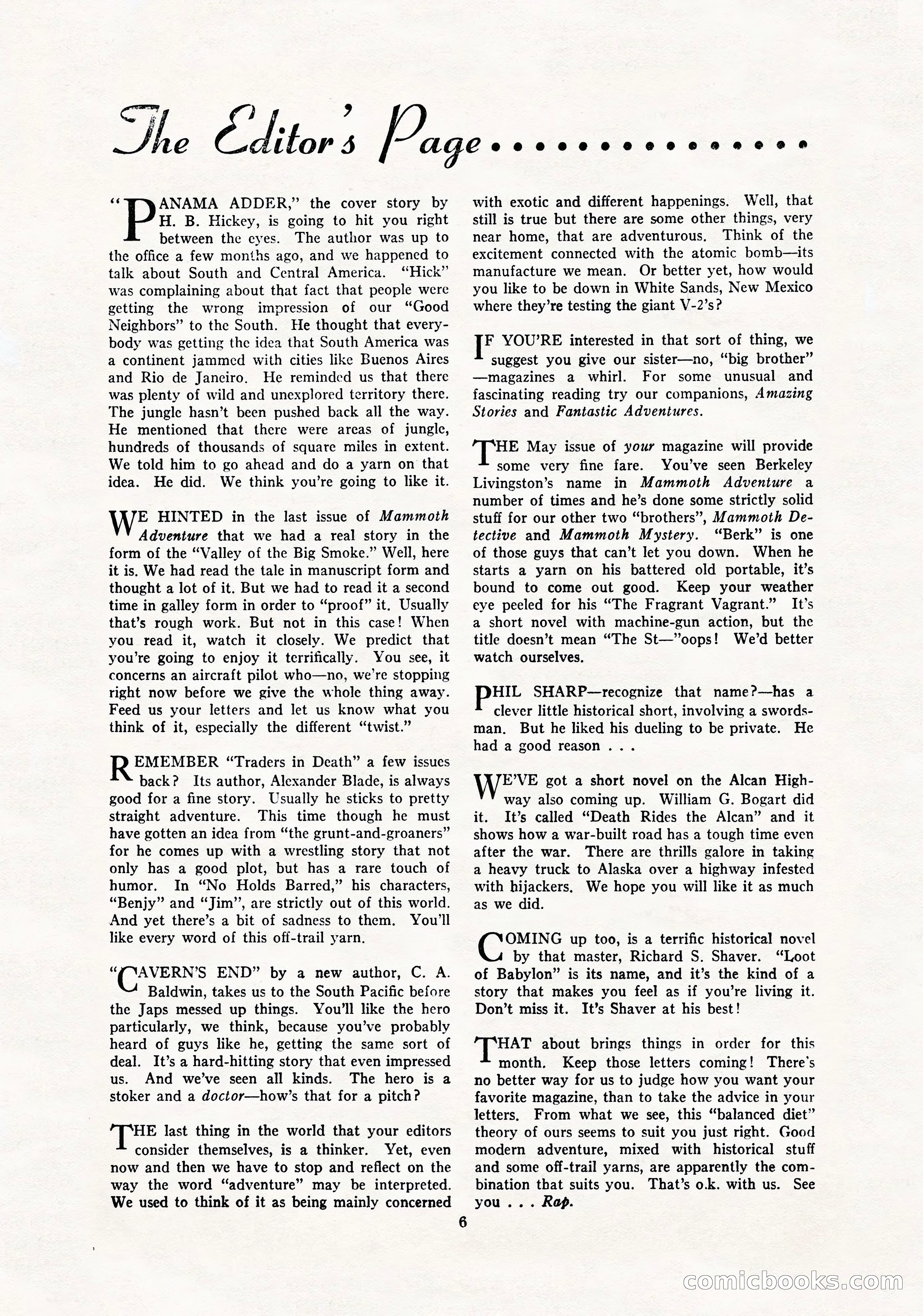 Mammoth Adventure, March 1947 — page 6 of 180