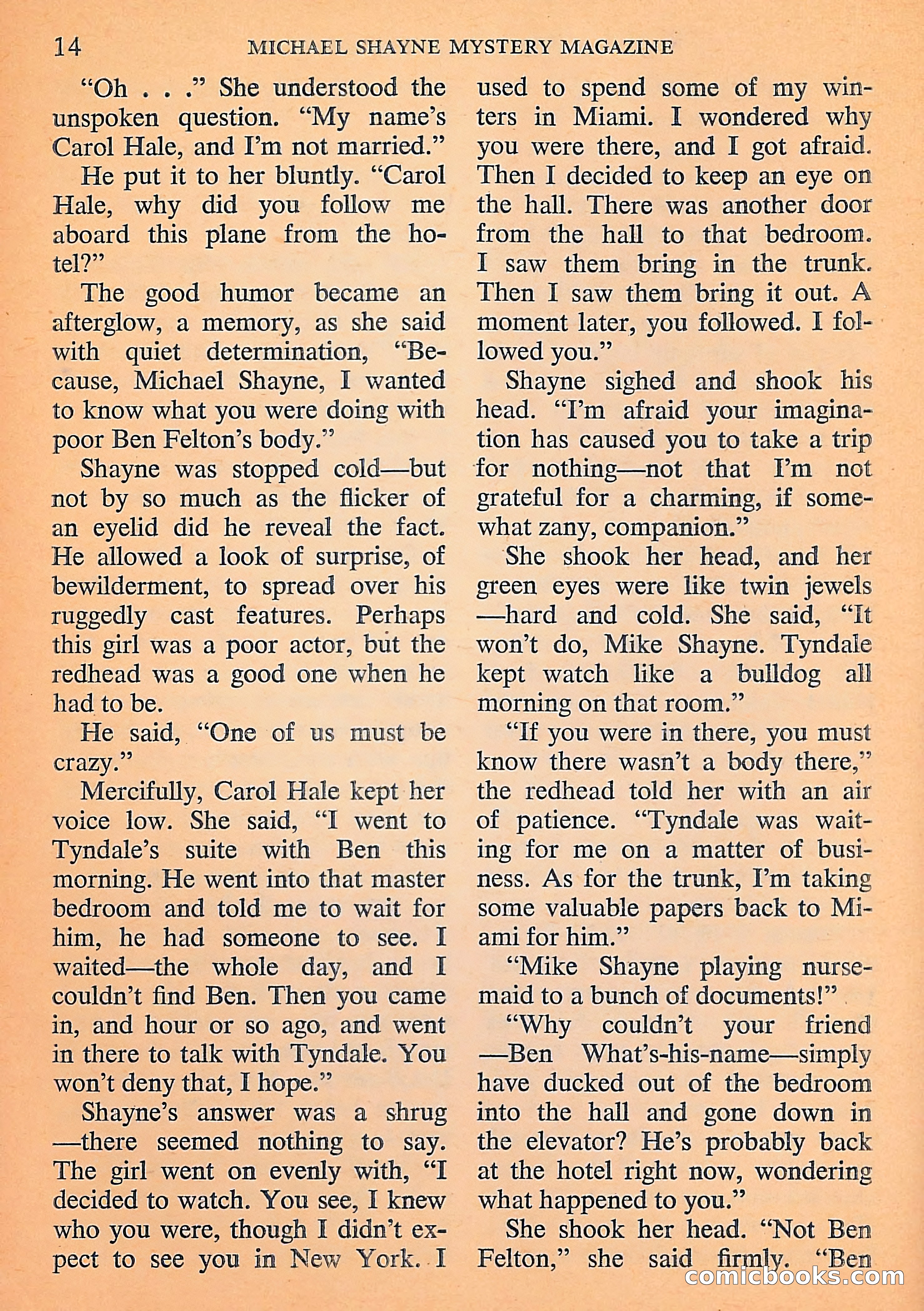 Michael Shayne Mystery Magazine, September 1956 — page 16 of 164