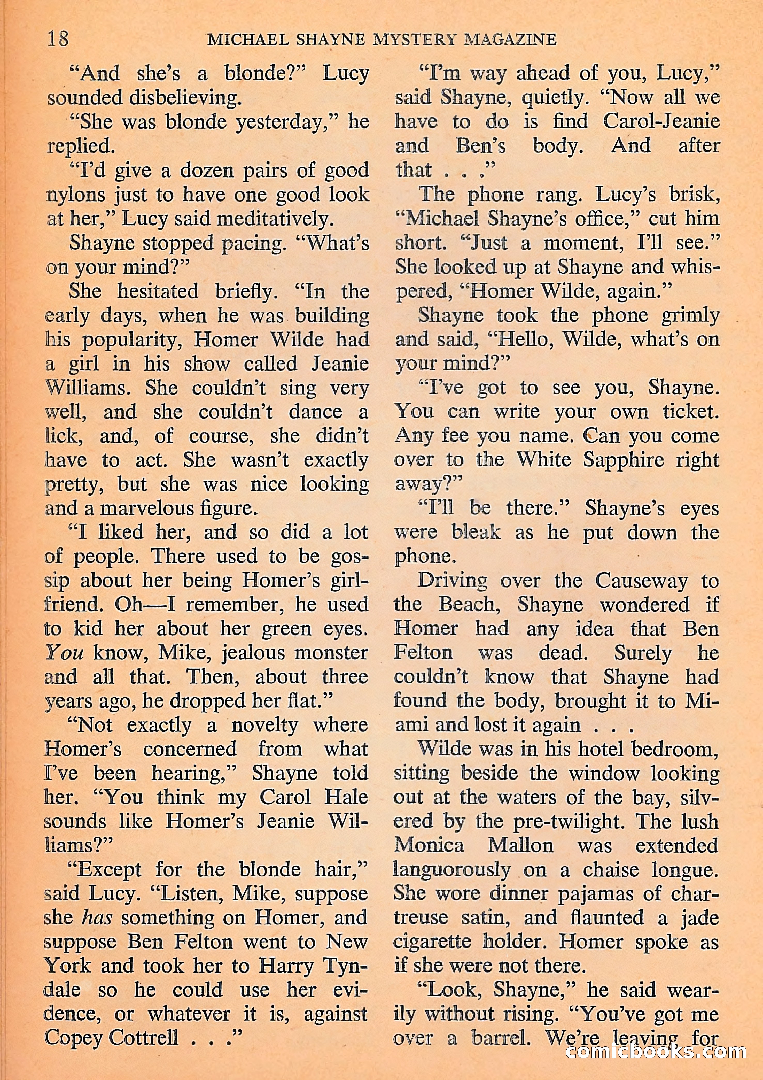 Michael Shayne Mystery Magazine, September 1956 — page 20 of 164