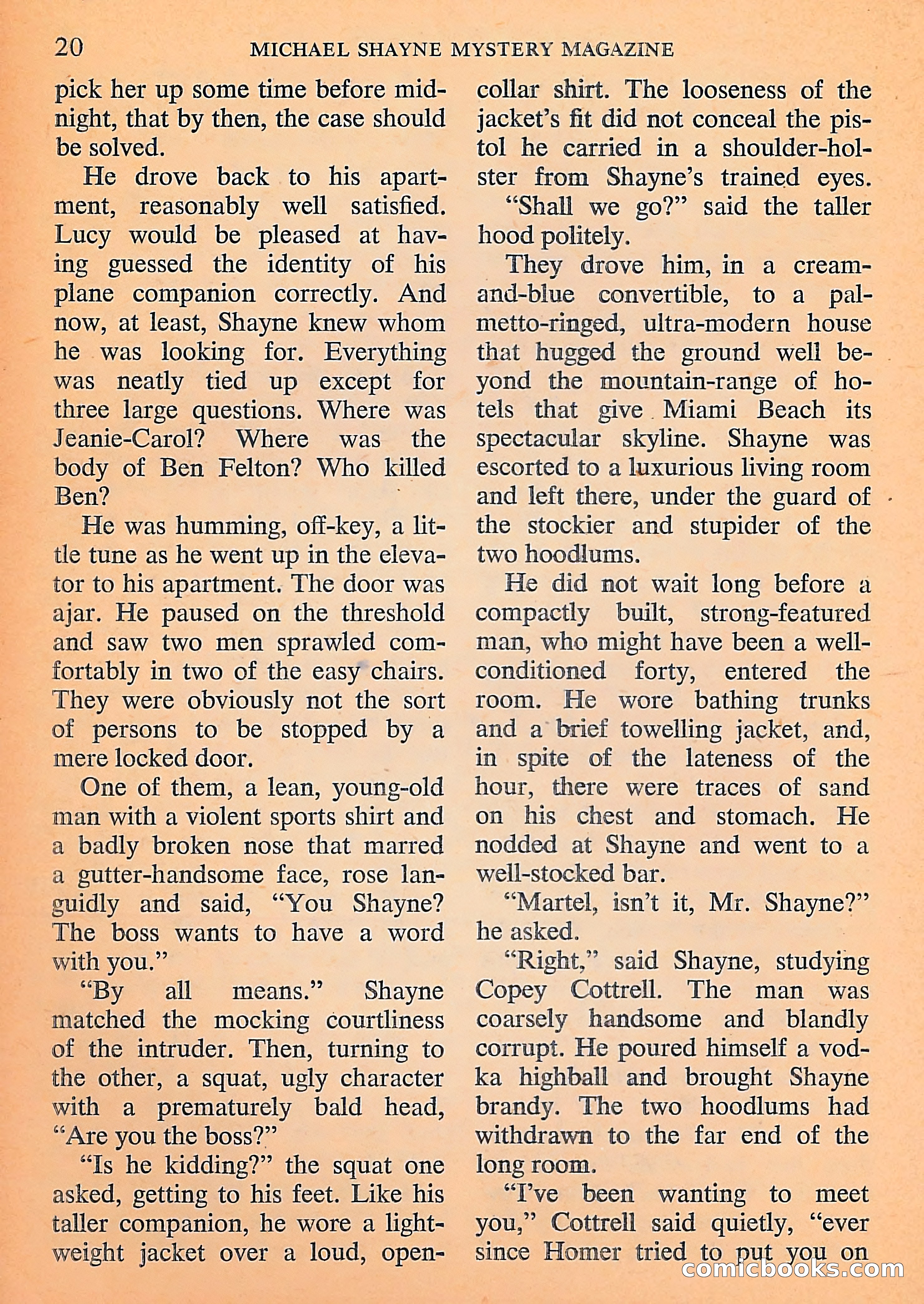 Michael Shayne Mystery Magazine, September 1956 — page 22 of 164