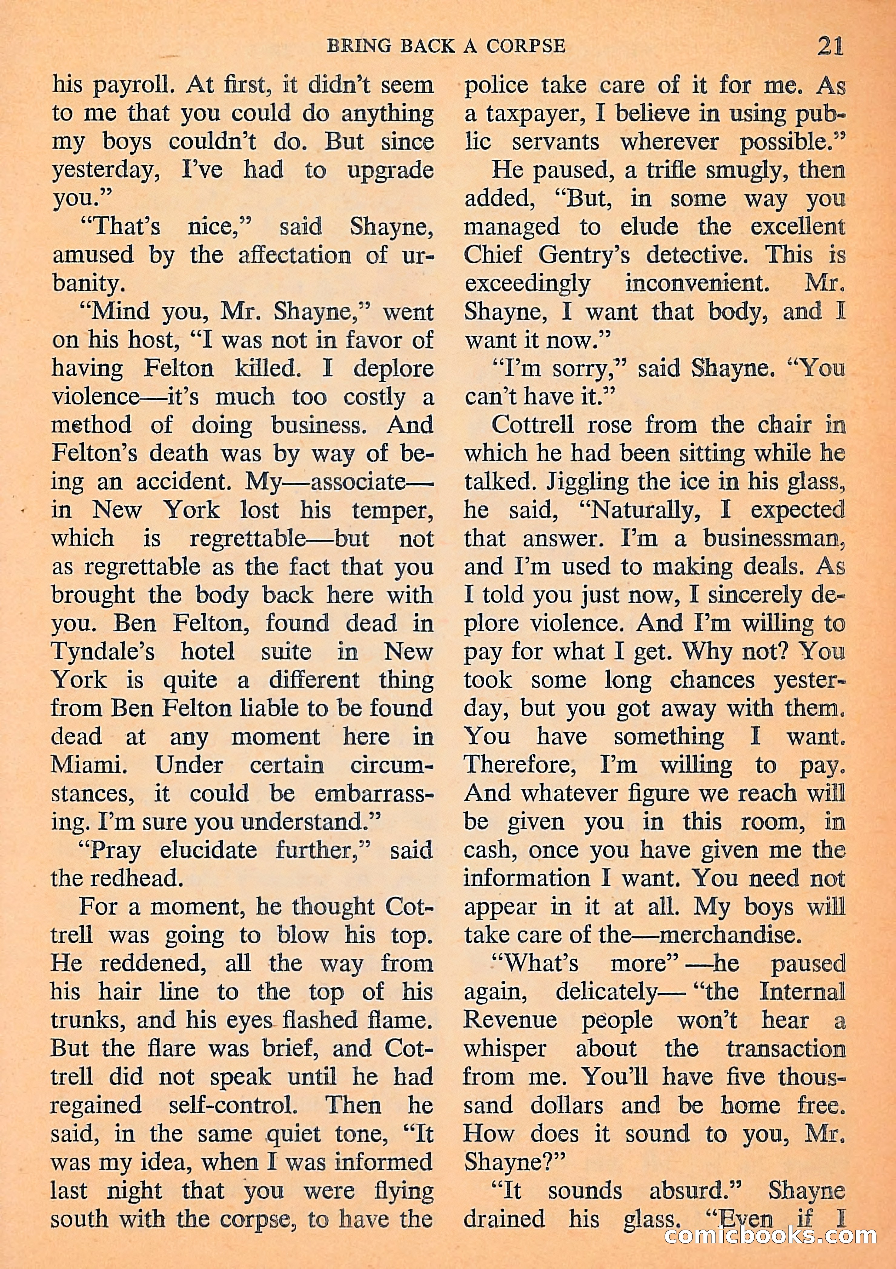 Michael Shayne Mystery Magazine, September 1956 — page 23 of 164