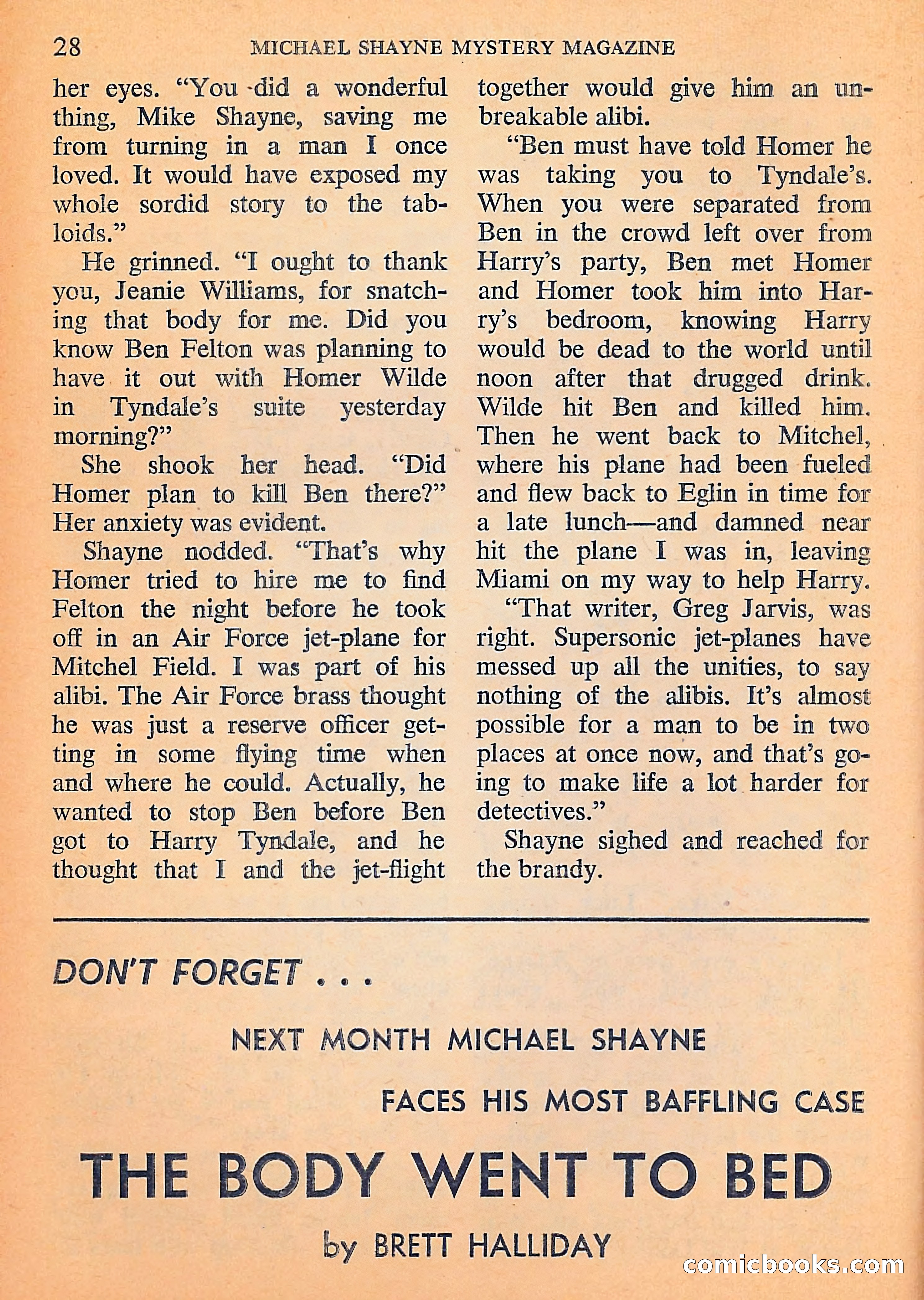 Michael Shayne Mystery Magazine, September 1956 — page 30 of 164