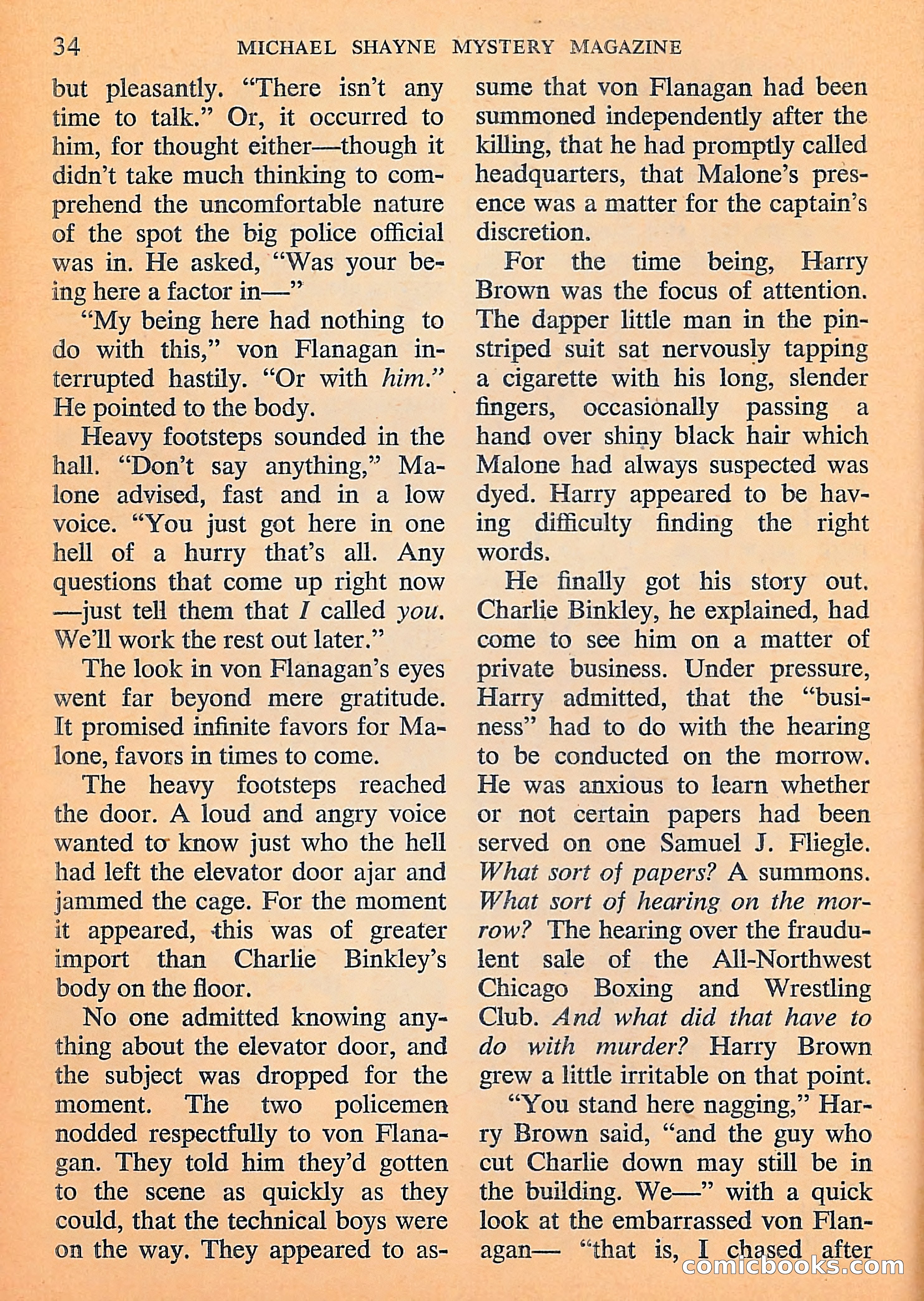 Michael Shayne Mystery Magazine, September 1956 — page 36 of 164