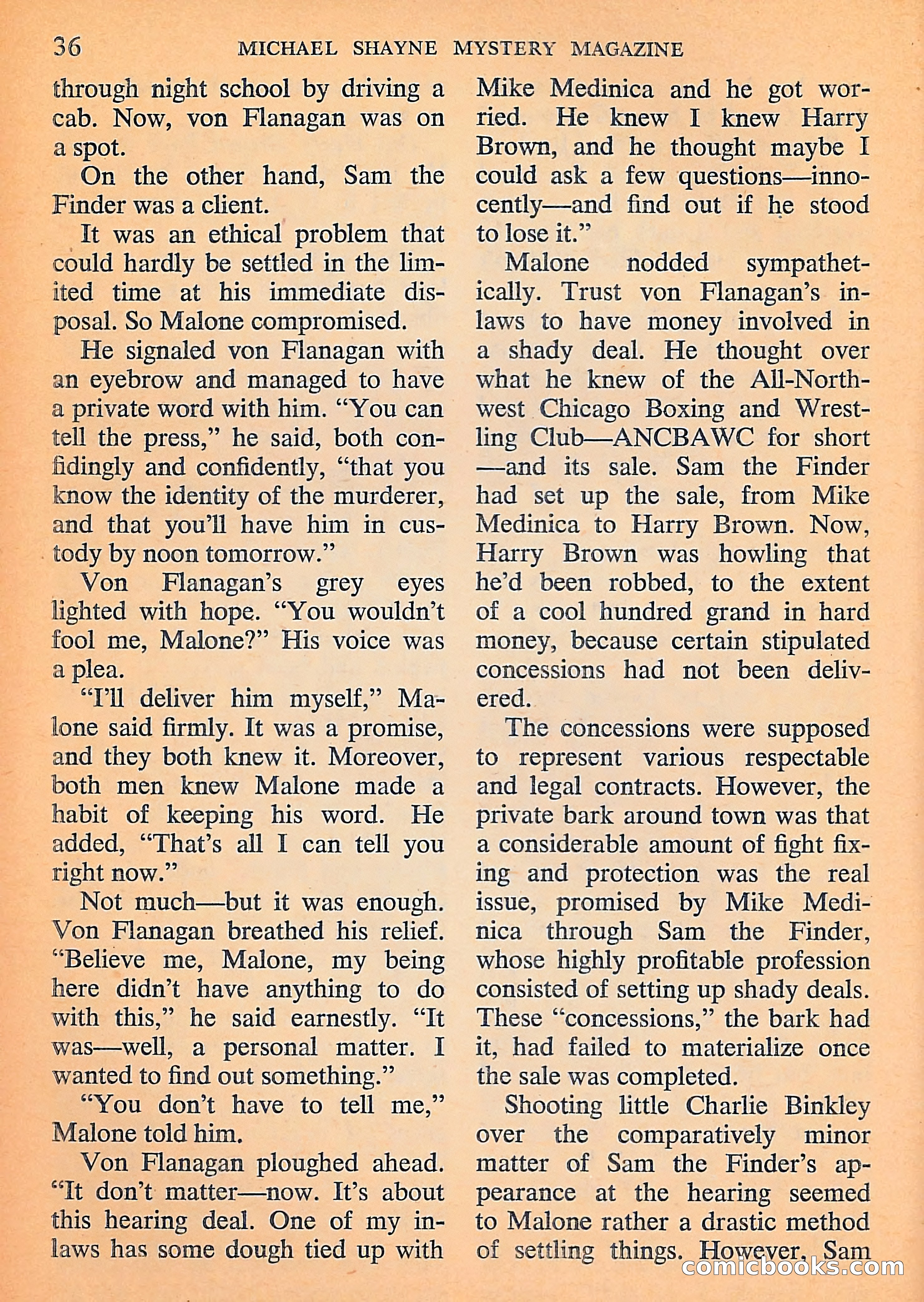 Michael Shayne Mystery Magazine, September 1956 — page 38 of 164