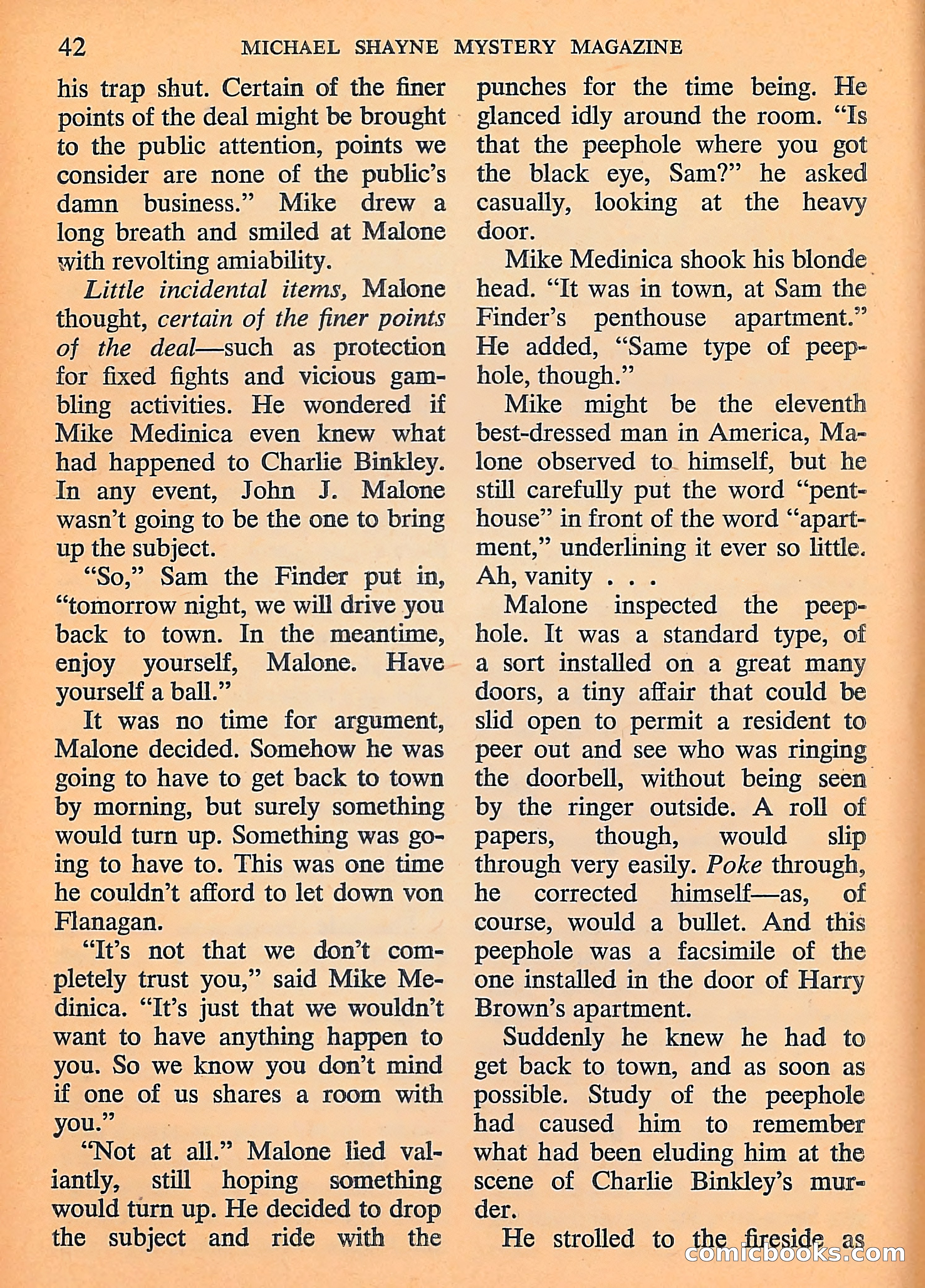 Michael Shayne Mystery Magazine, September 1956 — page 44 of 164