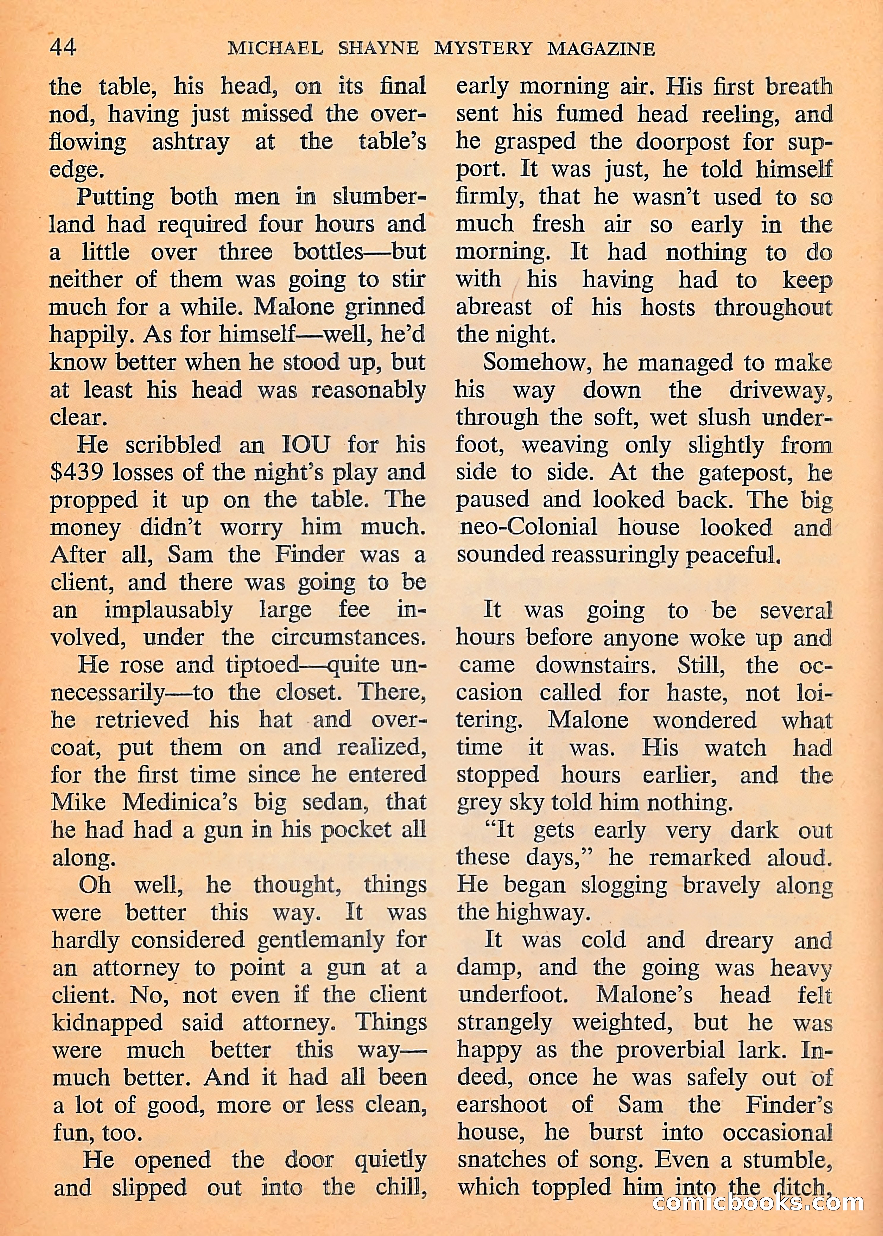 Michael Shayne Mystery Magazine, September 1956 — page 46 of 164